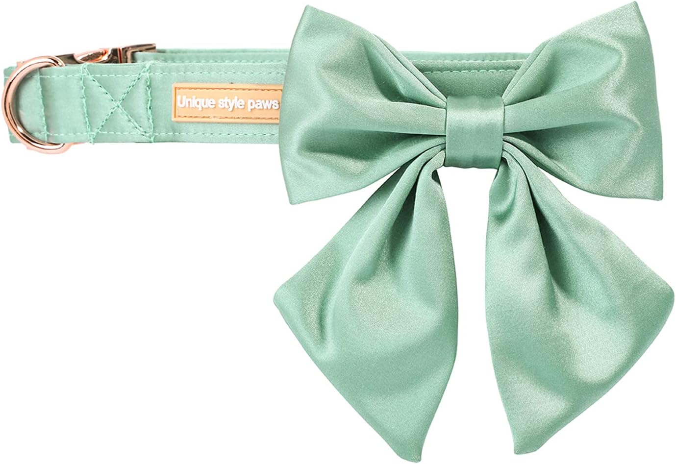 Thumbnail 2 de Unique style paws Hundehalsband aus Seide mit Schleife/Fliege, einstellbar – Größe XL, grün