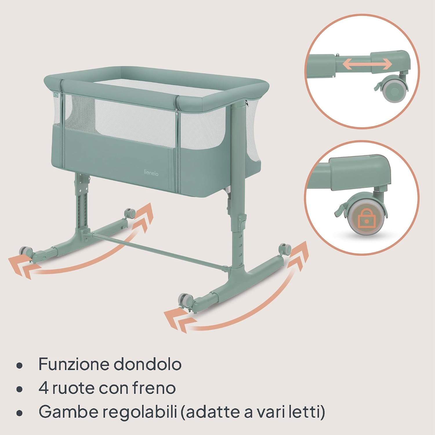 Thumbnail 4 de Lionelo Aurora 3in1: culla, co-sleeping e lettino da viaggio per neonato fino a 9 kg