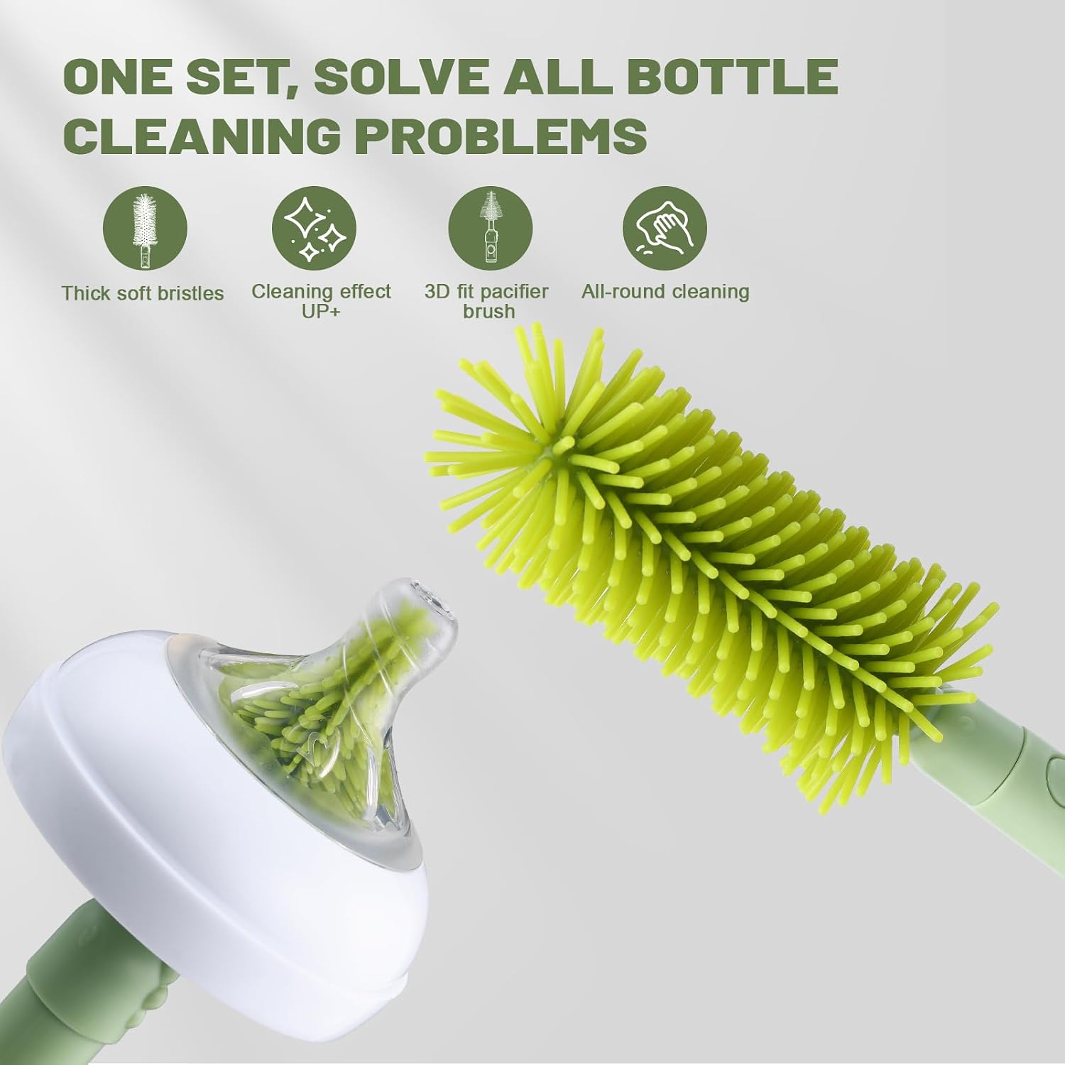 Thumbnail 2 de Baby Bottle Brushes Set with Folding Drain Rack and Travel Case – 3-in-1 Silicone Brush Kit