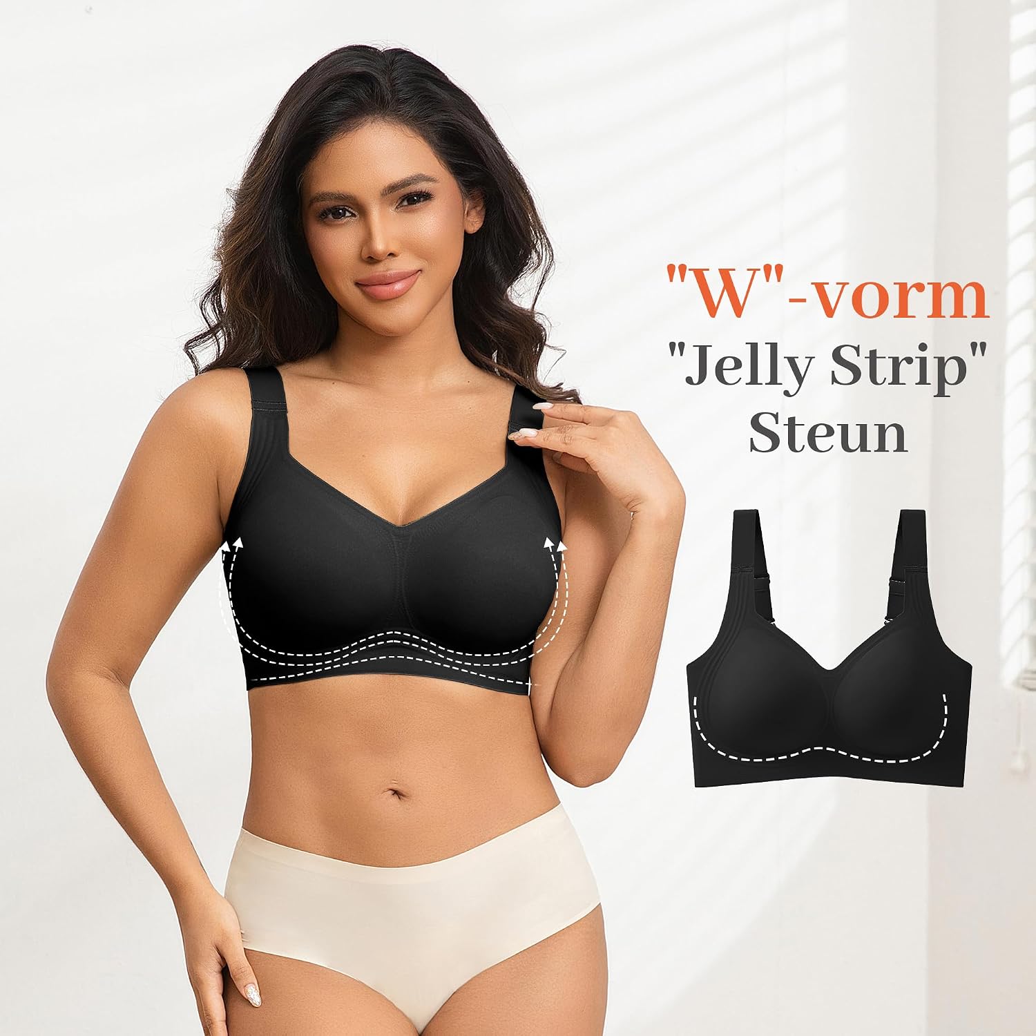 Detalle de Fittingirls draadloze push-up minimizer-bh als T-shirtbeha met volledige bedekking
