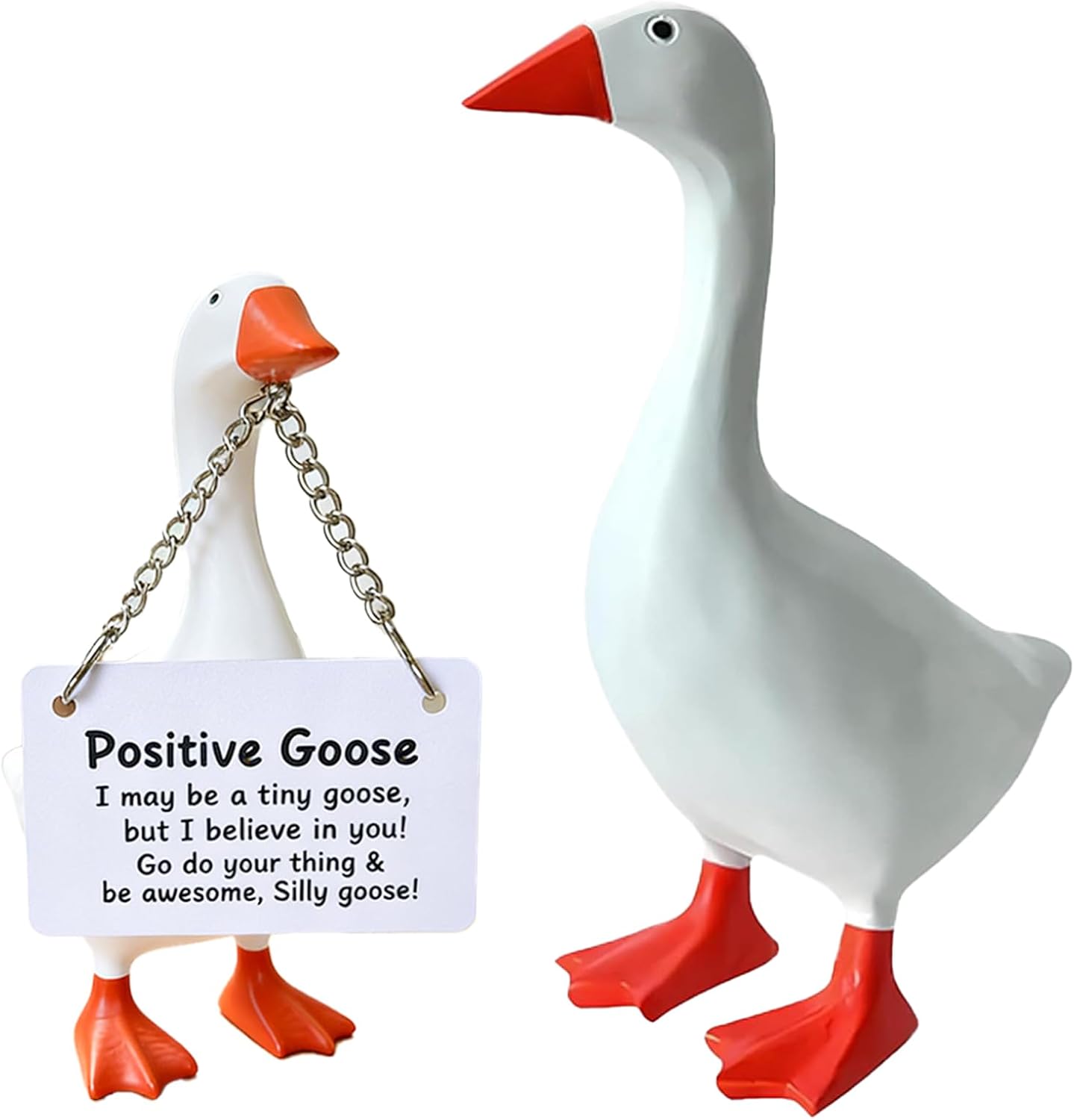 Desk Goose 7 Inch Cute Office Decor Desktop Statue Gift with Magnetic Beak – Positive Vibes for Women