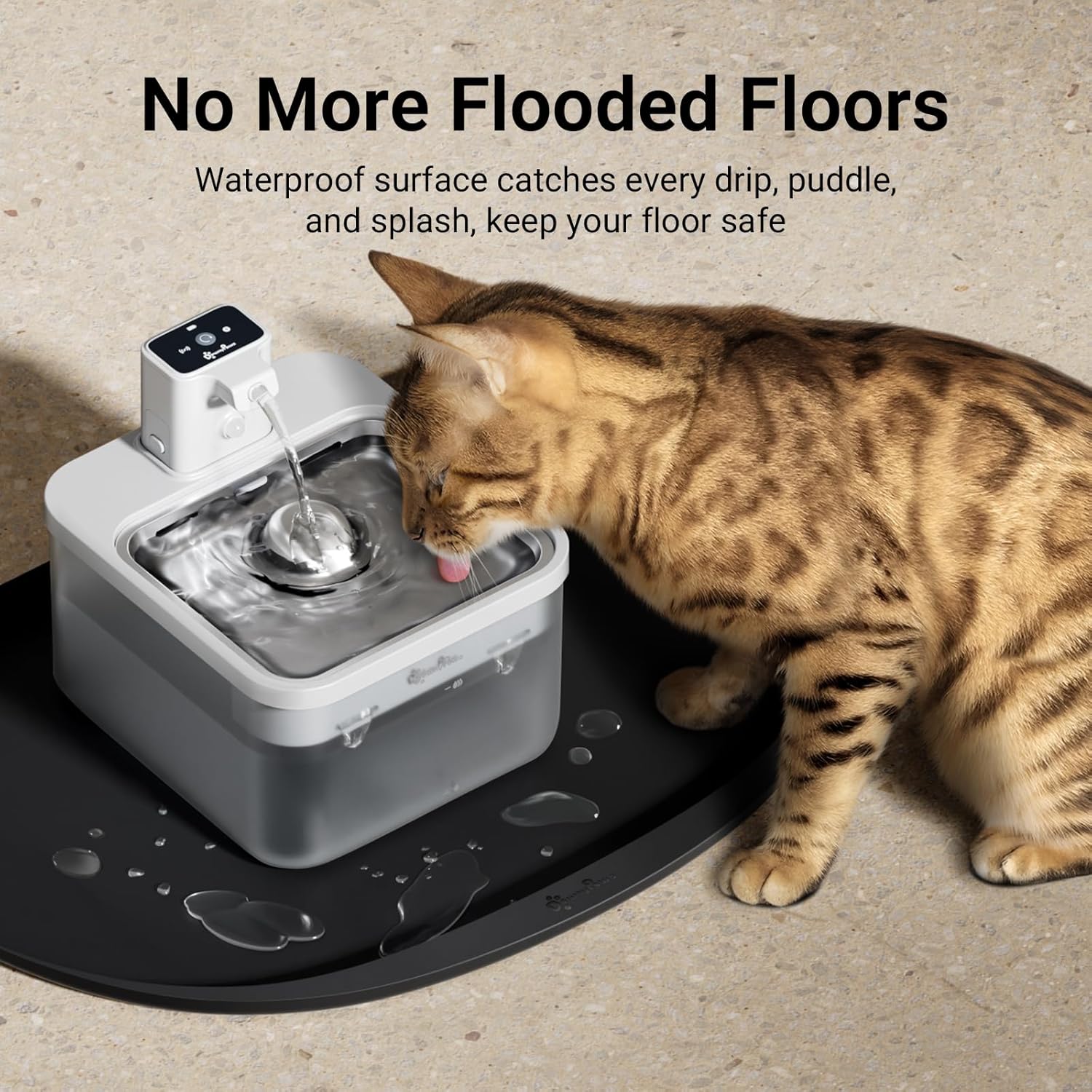 Detalle de DownyPaws Cat Feeding Mat for Floors – Waterproof, BPA-Free Silicone with Raised Edge (45×32 cm)