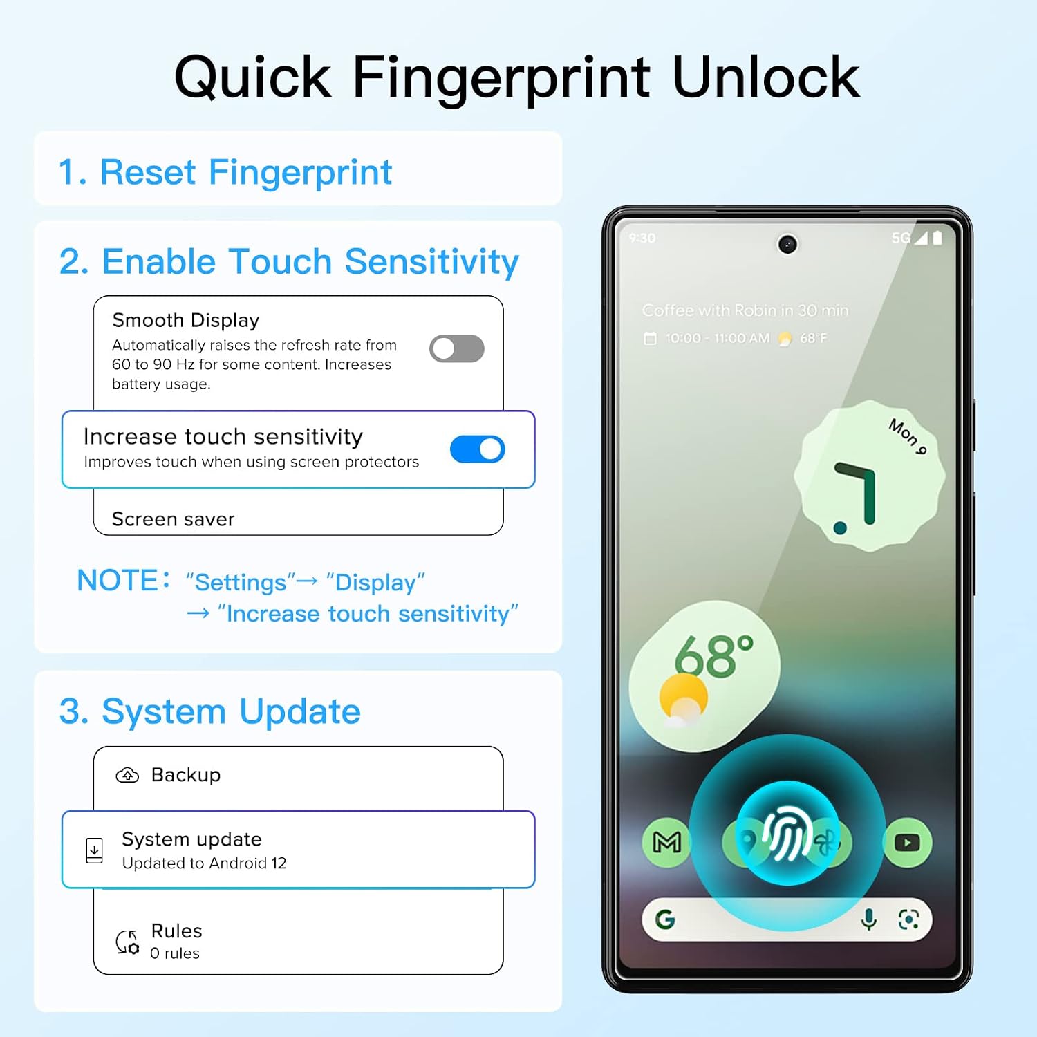 Thumbnail 1 de JETech skärmskydd för Google Pixel 6a med härdat glas och kameralinsskydd