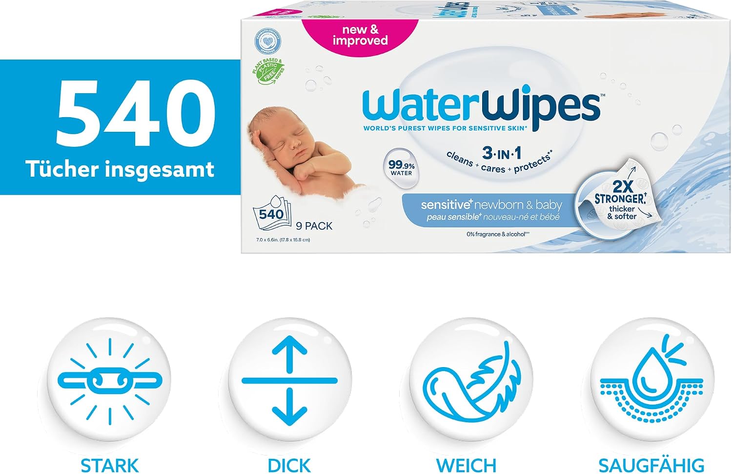 Detalle 2 de WaterWipes Sensitive+ Neugeborene Wipes