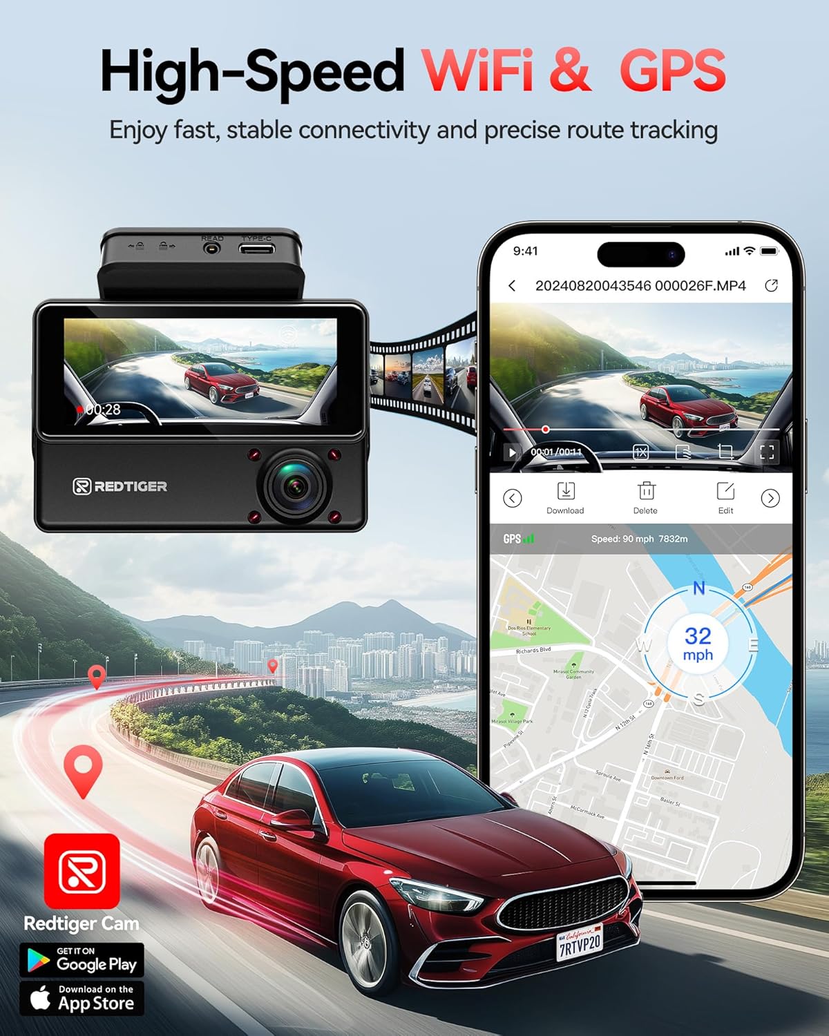 Thumbnail 6 de REDTIGER 530° Visionpano20 dash cam, 3 Channel