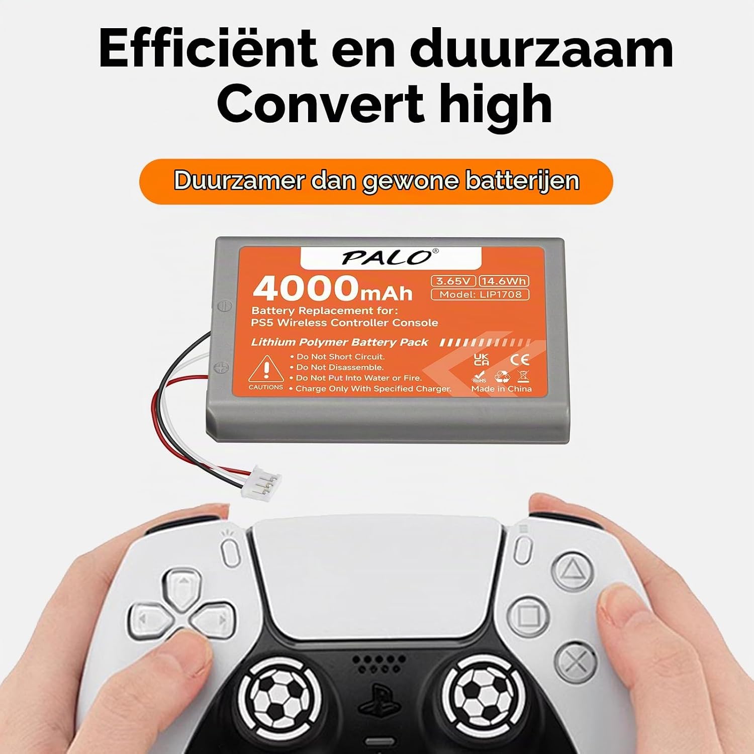 Thumbnail 2 de Palogreen PS5-controlleraccu 4000 mAh, oplaadbaar lithium, 3,65 V