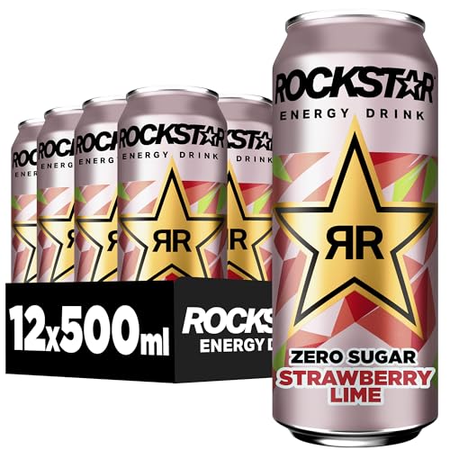 Rockstar Energy Drink Zero Sugar Strawberry Lime, 12x500 ml – koffeinhaltig