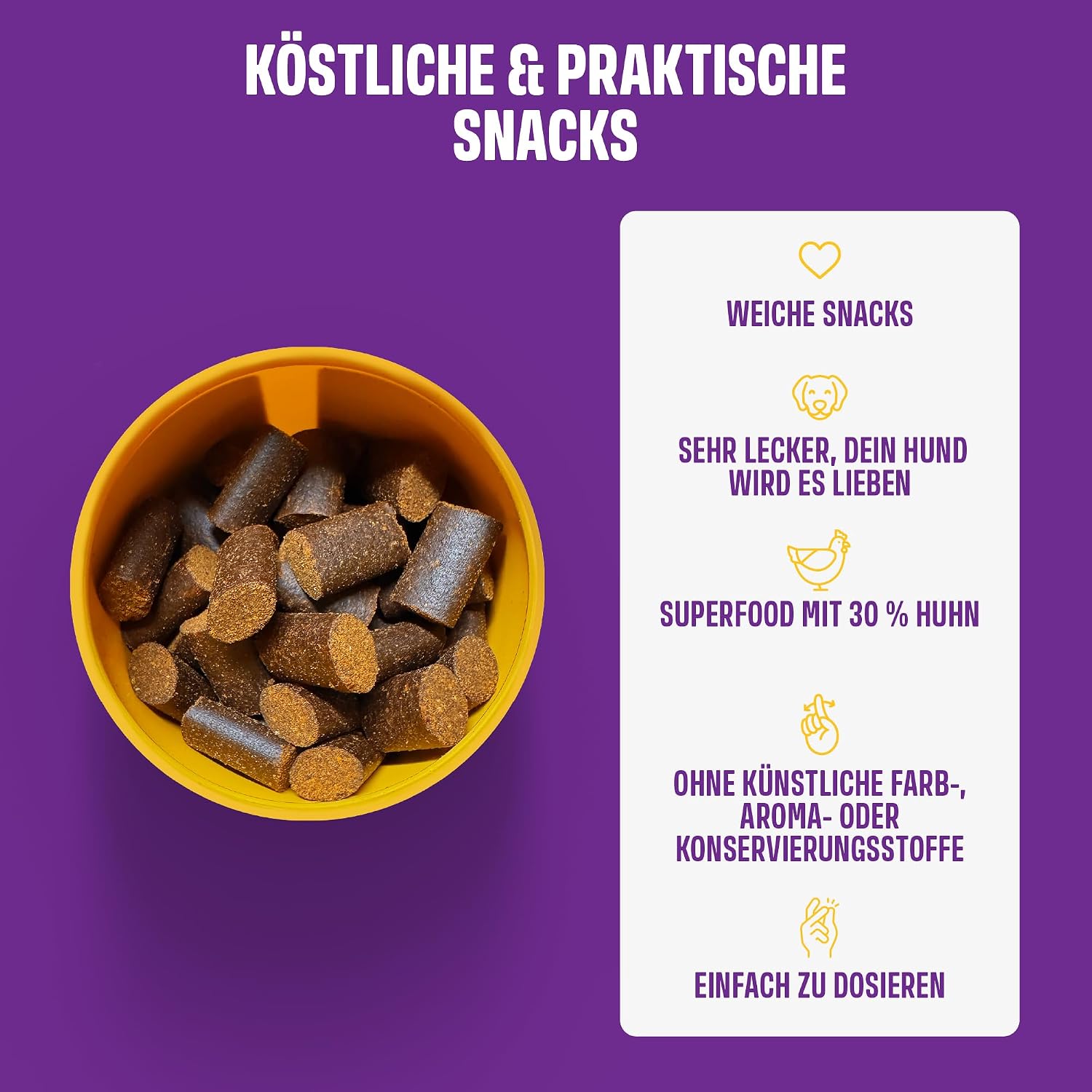Detalle 2 de ivvi Vision Augenpflege Snacks für Hunde mit DHA, Astaxanthin & Blaubeere – 60 weiche Snacks