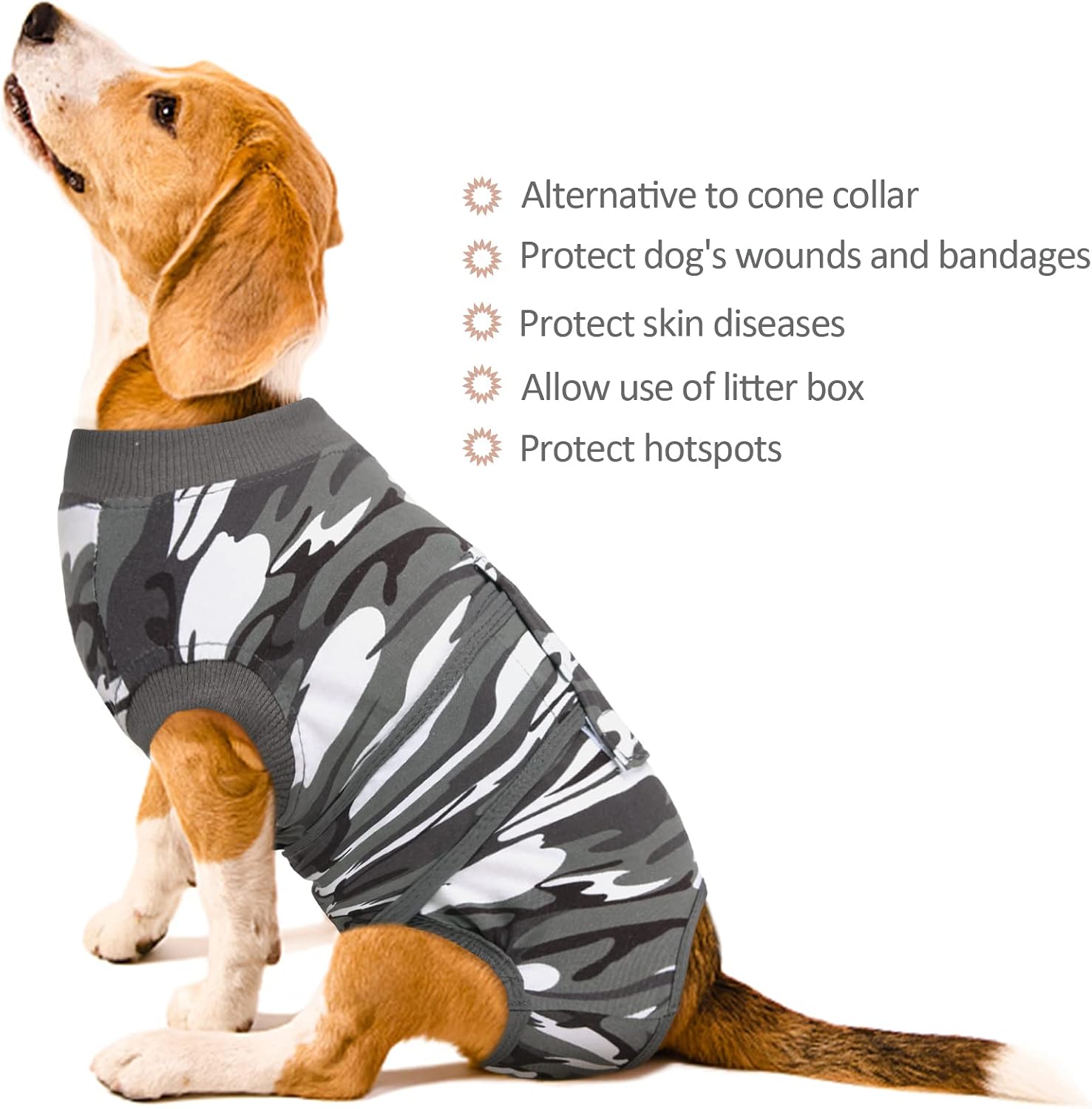 Thumbnail 6 de Kuoser Dog Surgery Recovery Suit (Greycamo XL) – a practical post-op care alternative to the cone