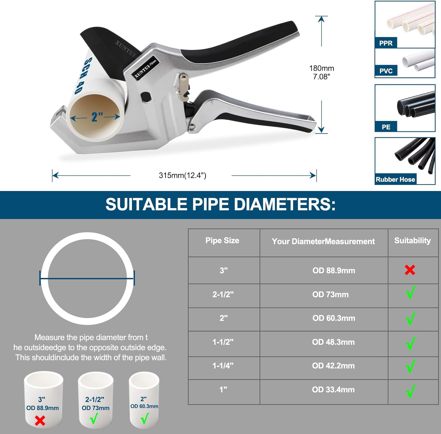 Detalle 2 de Professional PVC Pipe Cutter 2.5 inch (75mm) 📏