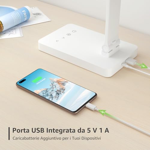 Detalle de Lepro Lampada da Scrivania LED 15W 655LM: luce modulabile con porta USB integrata