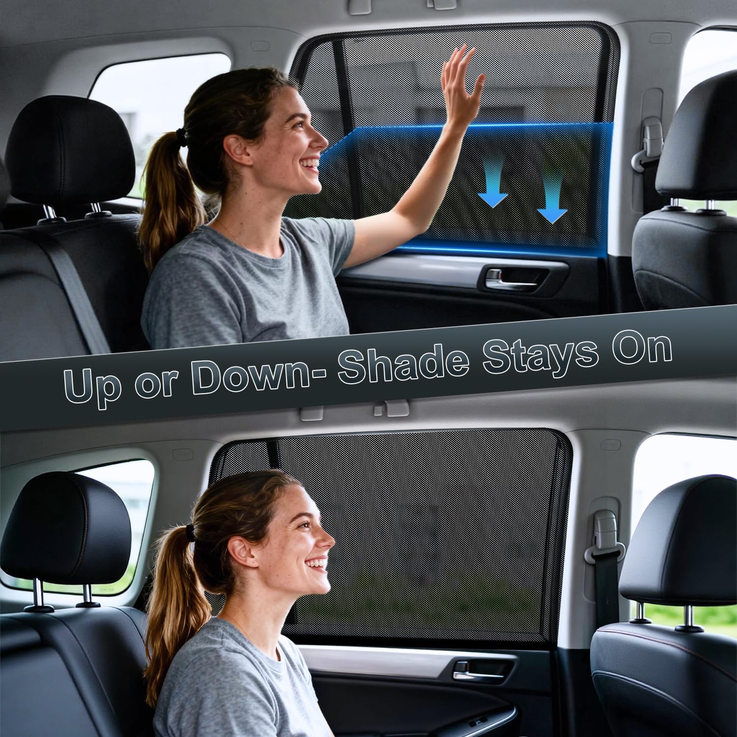 Thumbnail 2 de PEYOU Car Window Shades for Baby – 2 Pack (44.9" x 25.6"), Stretchable, Breathable UV Protection for Rear Windows