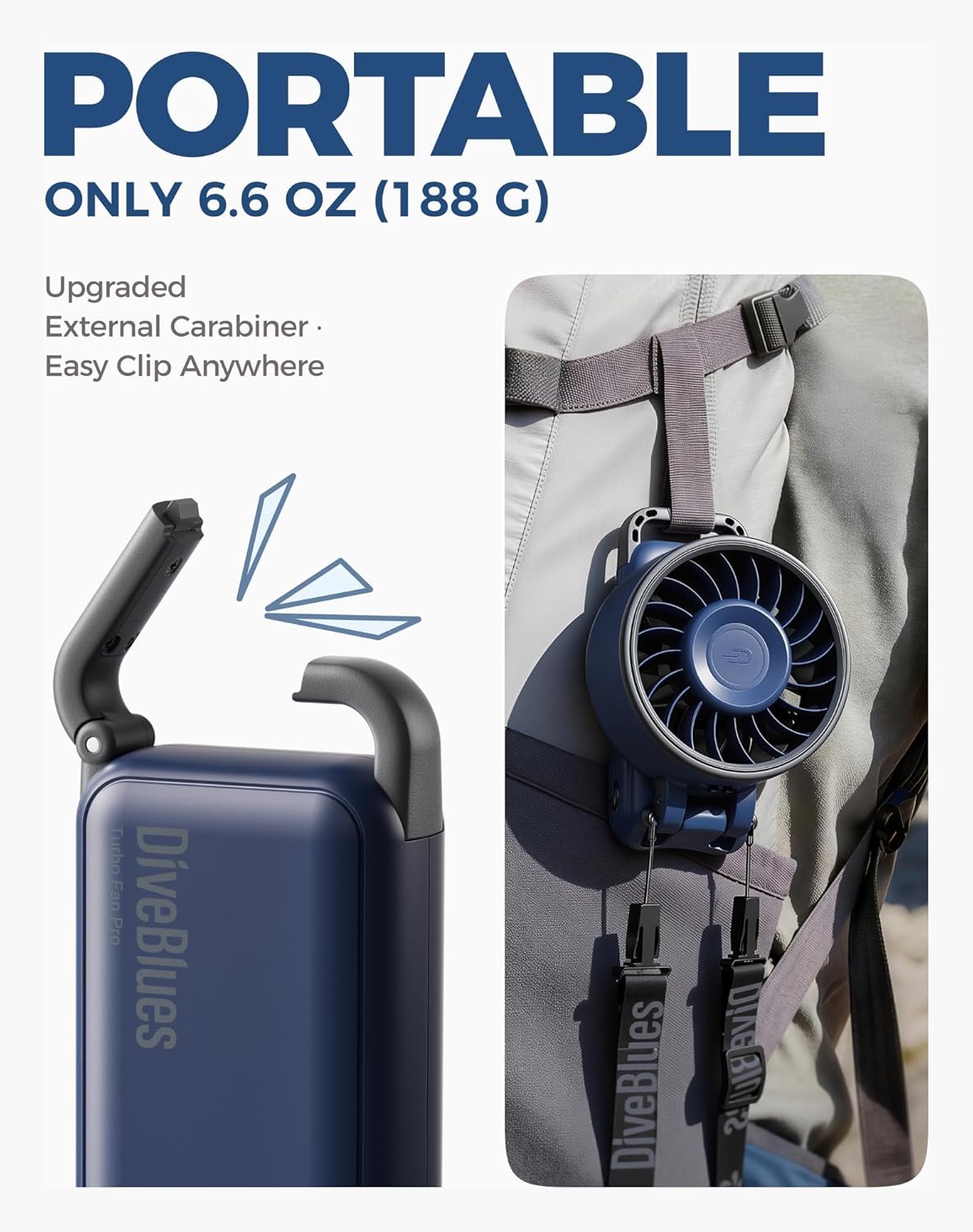 Thumbnail 3 de Diveblues Portable Handheld Fan (D6036): 4-in-1, 180° Foldable, 12H Battery, USB-C