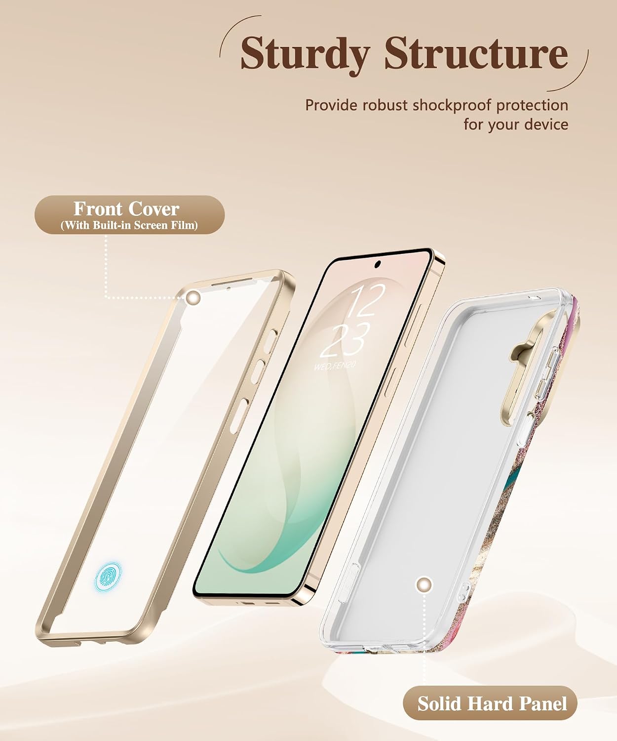 Thumbnail 6 de GVIEWIN Marble Case for Samsung Galaxy S26 Plus with Slide Camera Cover and HD Screen Protector