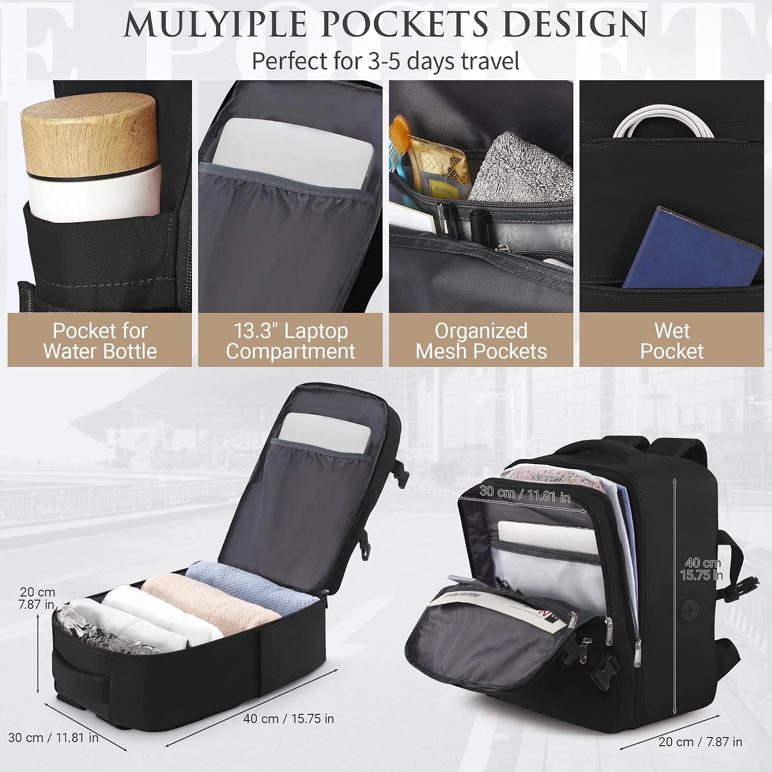 Thumbnail 3 de WOUIYO Ryanair cabin backpack 40x30x20