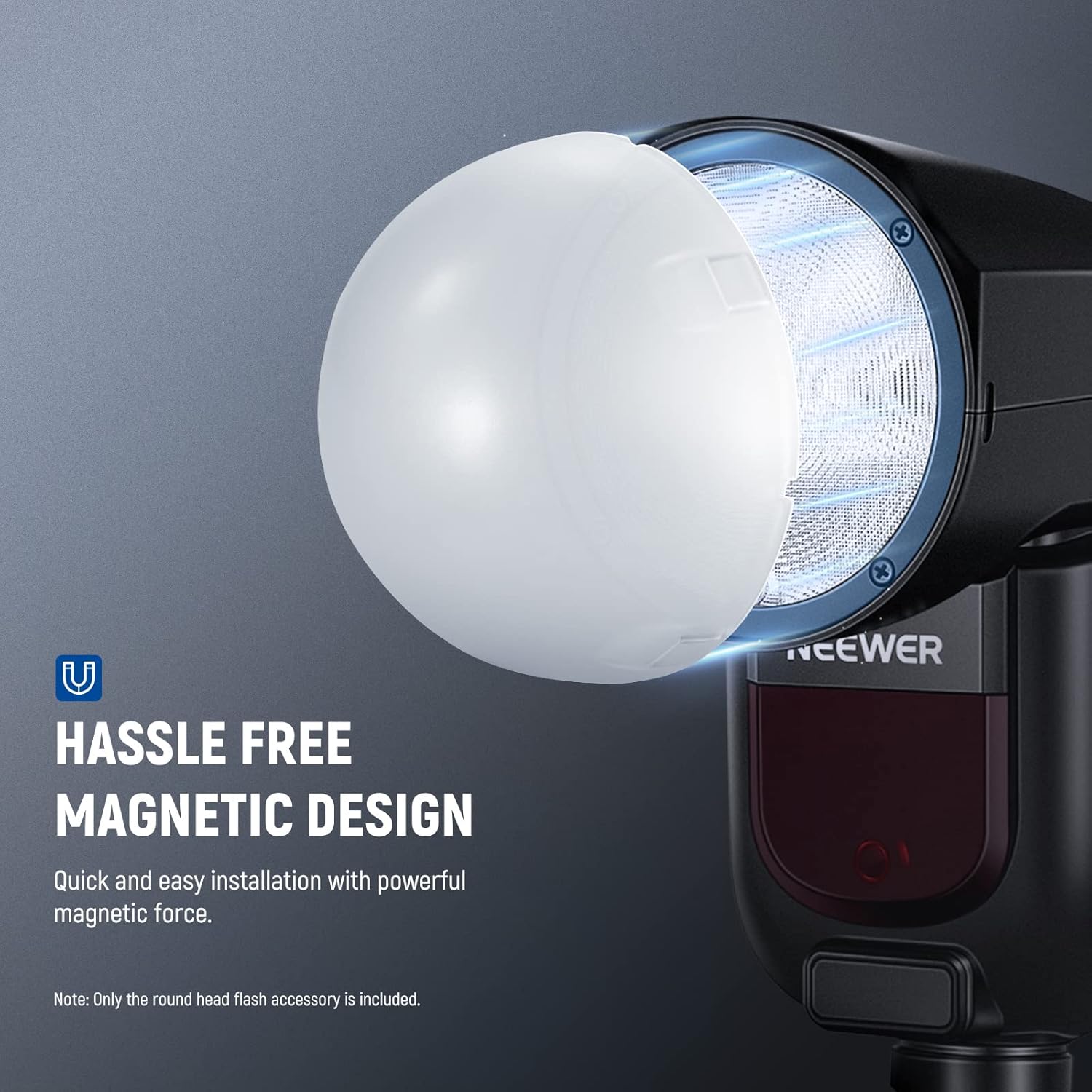 Detalle de NEEWER Magnetic Dome Diffuser for Round Head Speedlite (Z2/Z1) – M12