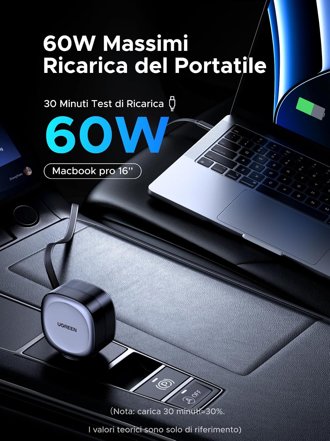 Thumbnail 2 de UGREEN 75W caricatore auto USB-C retrattile