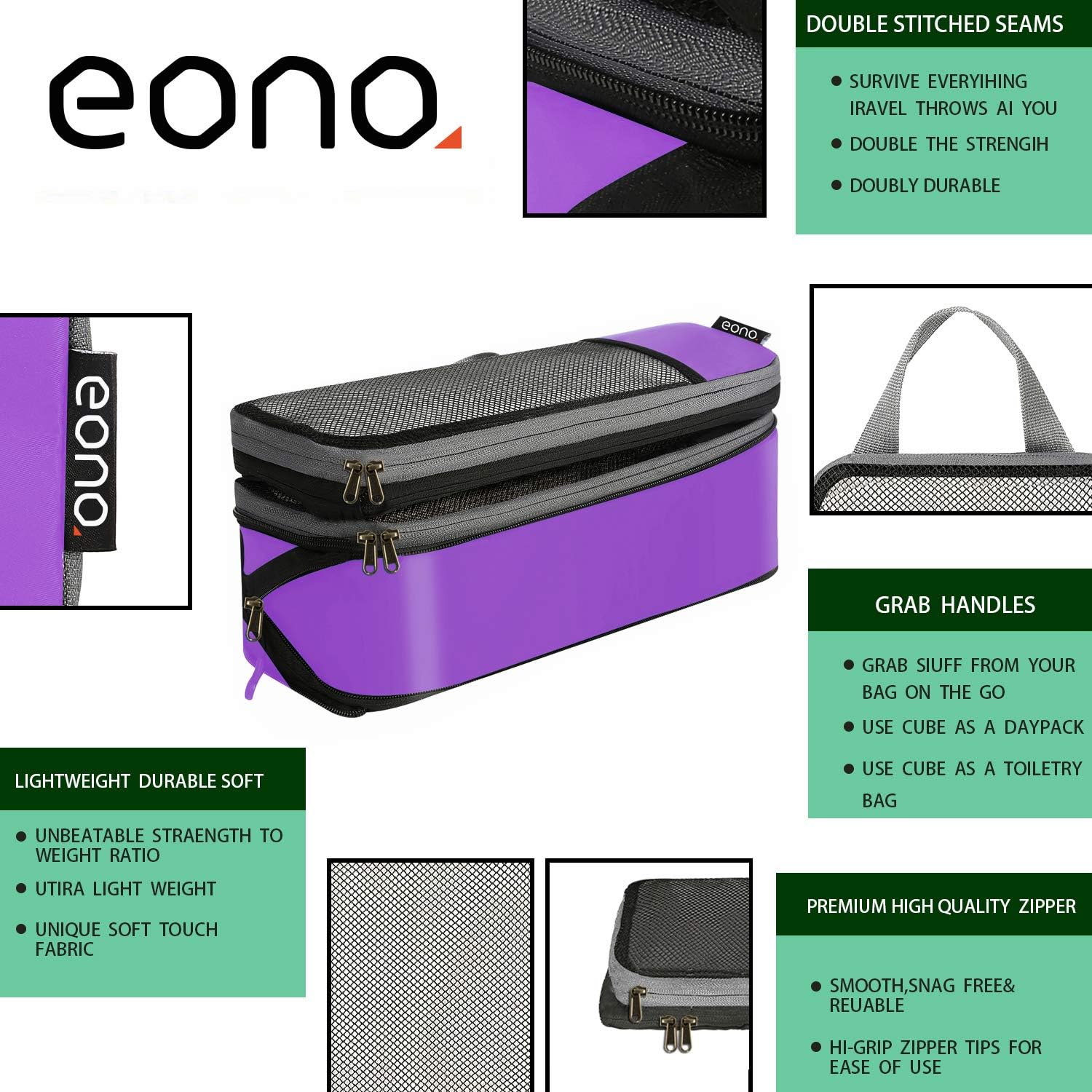 Detalle de Eono compression packing cubes set