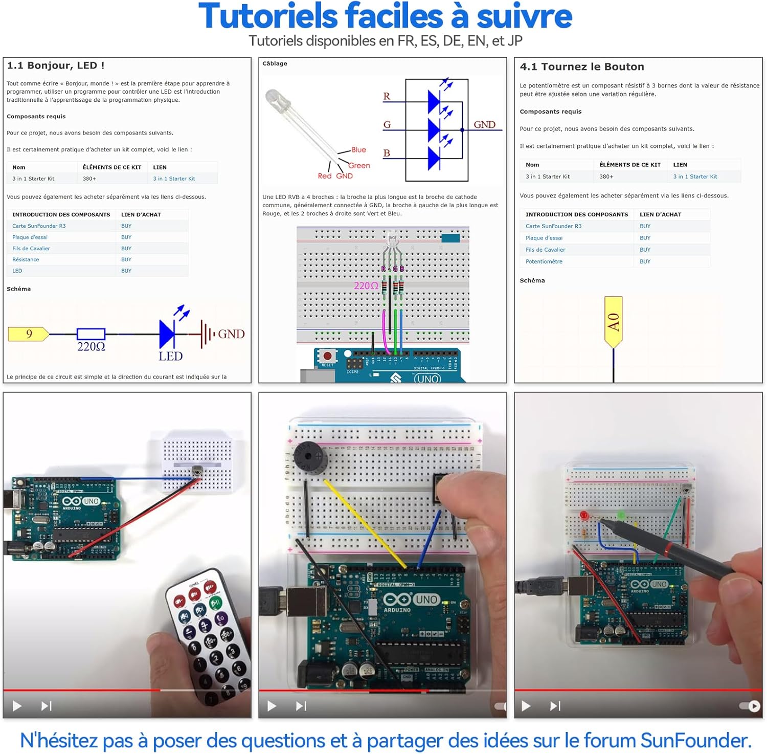 Detalle de SunFounder Kit Ultime Compatible avec Arduino UNO IDE Scratch – 3 en 1 IoT / Voiture intelligente / Kit de base