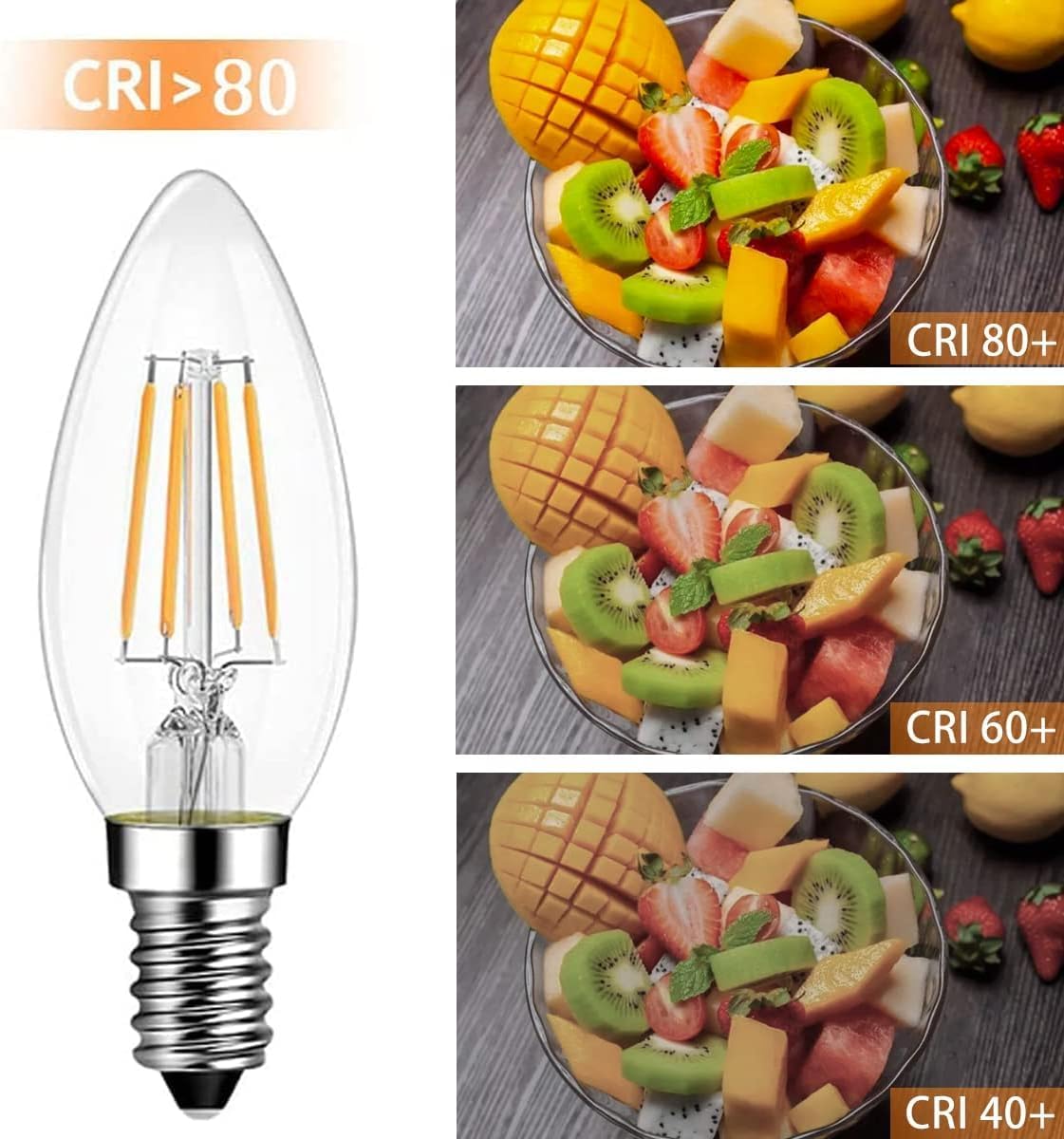 Thumbnail 2 de Levidon E14 LED Candle Bulbs (SES) 2700K Warm White, Clear Filament — Pack of 6