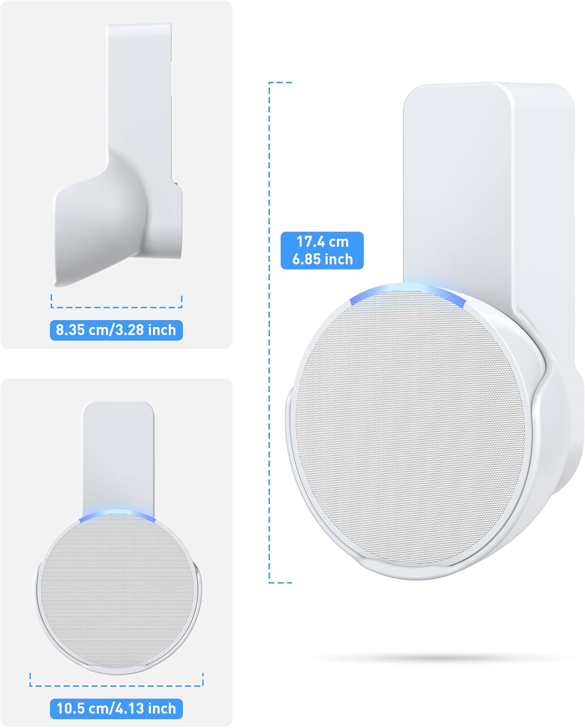 Detalle 2 de Maxonar Wall Mount for Echo PoP & Google Nest Speaker (White, 2-Pack) — no-drill space-saving cable management