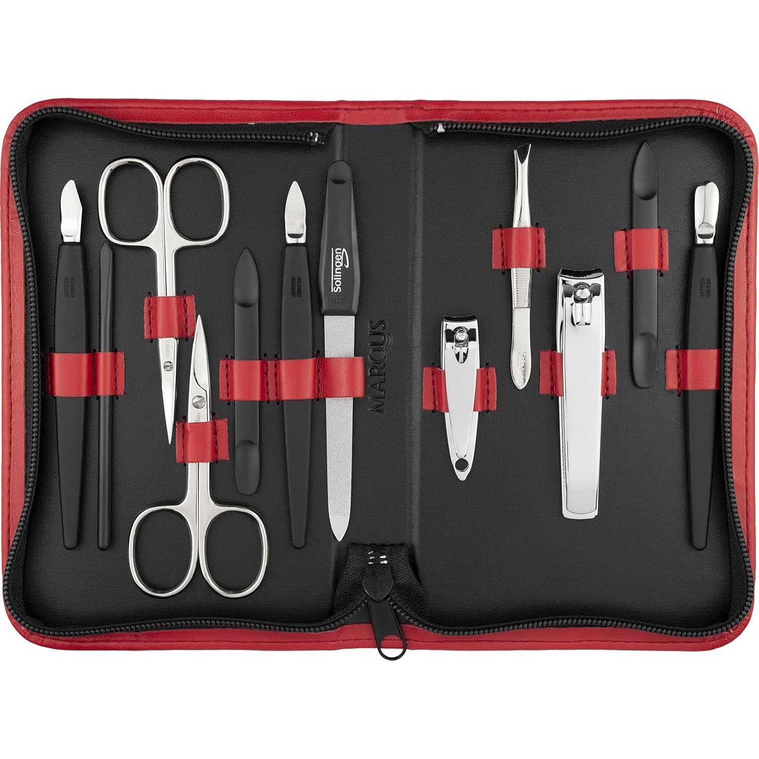 Solingen Manikür Set 12-teilig – Nagelset für Damen und Herren im Kunstleder-Etui