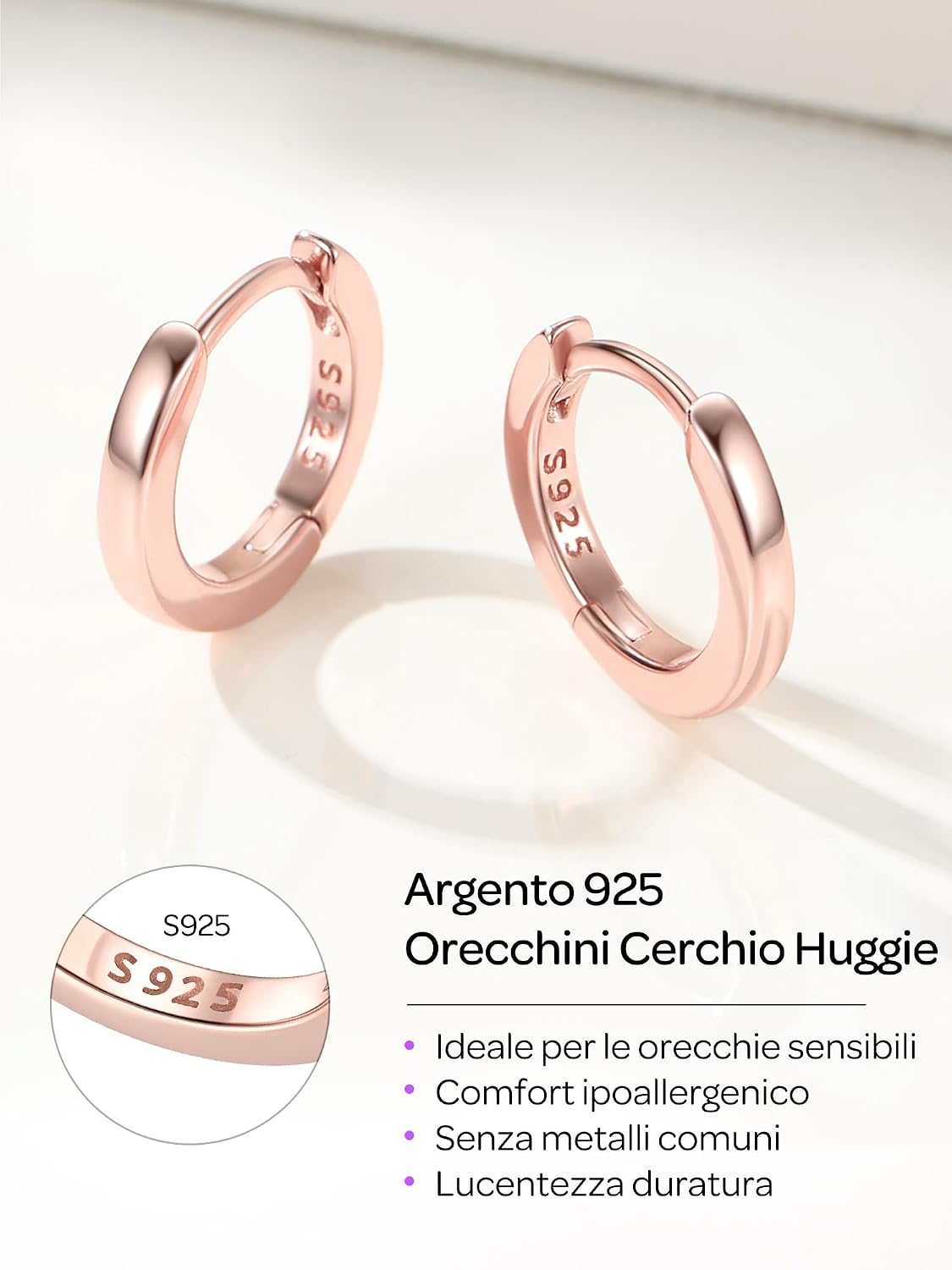Thumbnail 6 de ChicSilver Orecchini Cerchio Argento 925 8mm – Design minimalista, leggero ed elegante
