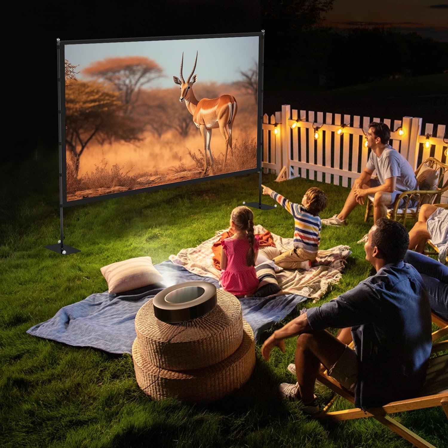 Thumbnail 1 de STWUI Outdoor Projector Screen with Stand (120-inch, 16:9) Portable 4K HD Wrinkle-Free Movie Screen