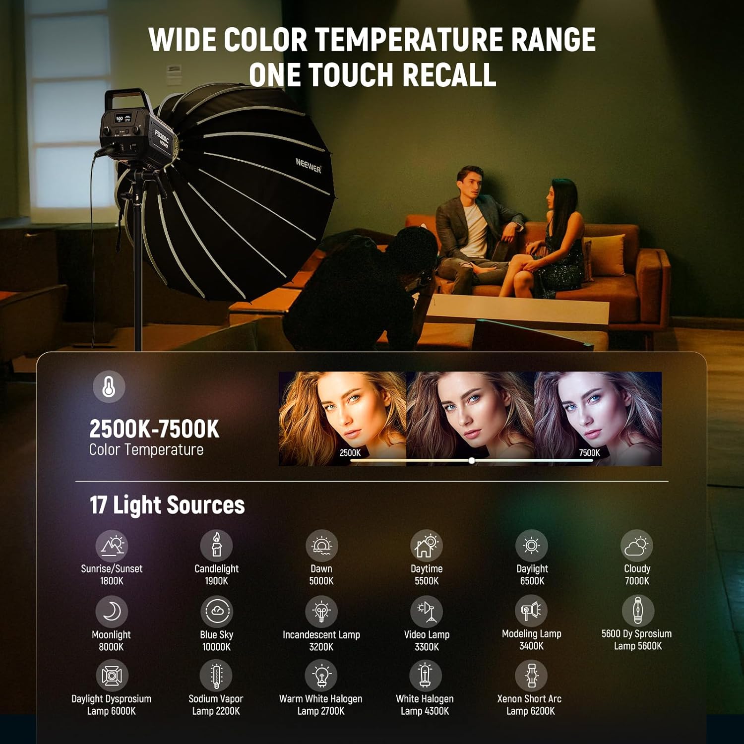 Thumbnail 3 de NEEWER FS300C 300W RGB LED Video Light (Bowens mount) with APP/2.4G control