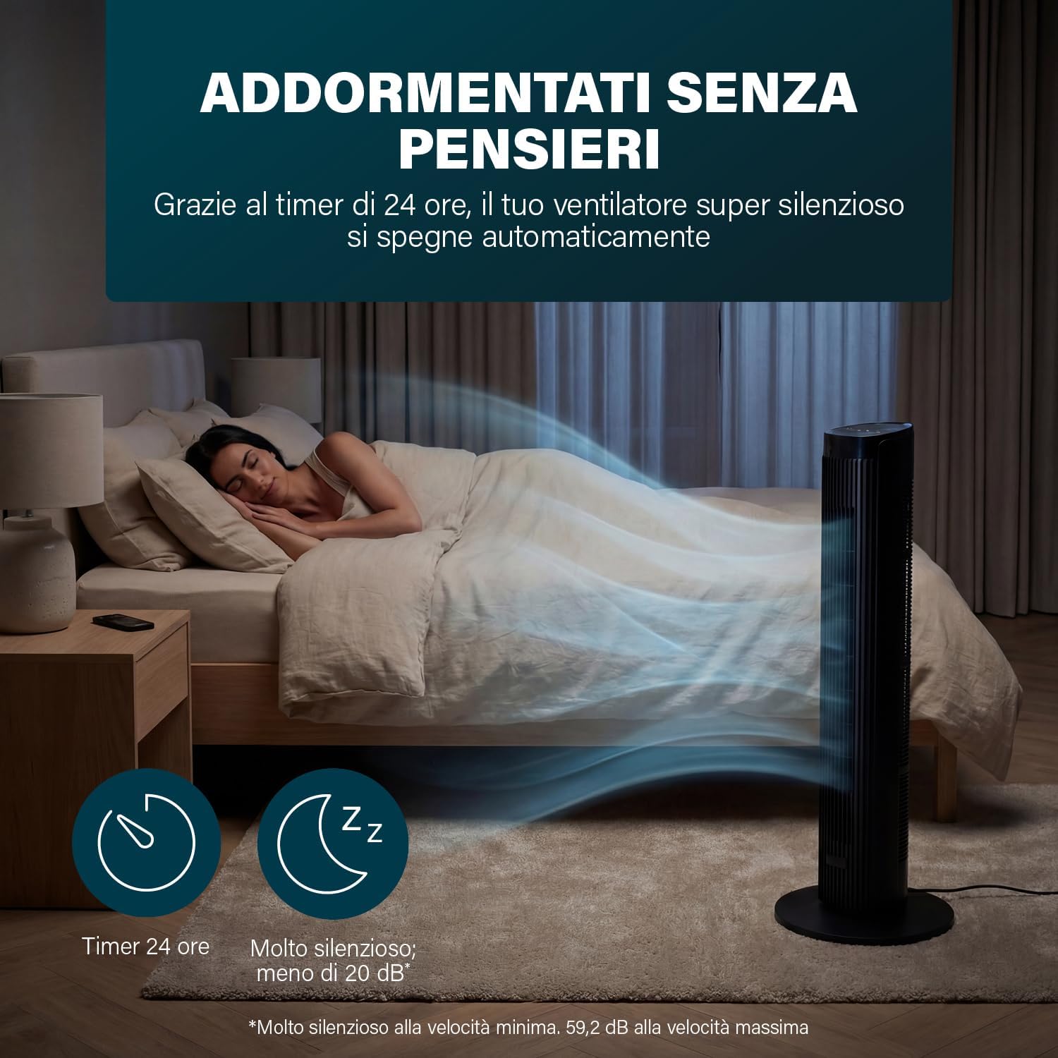Detalle 2 de Princess Ventilatore a torre Design elegante - 40 W, 91,5 cm, silenzioso e a basso consumo