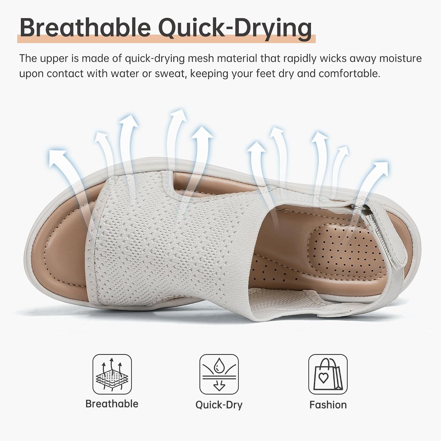 Thumbnail 3 de Bravover Womens Air Cushion Sandals: Breathable Knit Upper, Cushioned Platform for Everyday Walking