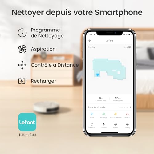 Thumbnail 10 de Lefant Aspirateur Robot M210P Champagne — Forte aspiration 2200Pa, 120 min, connexion WiFi/Bluetooth/Alexa