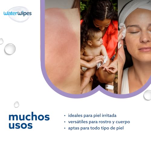 Detalle de WaterWipes Sensitive+ Soothing Clean Wipes, 6 Paquetes: limpieza suave para piel sensible