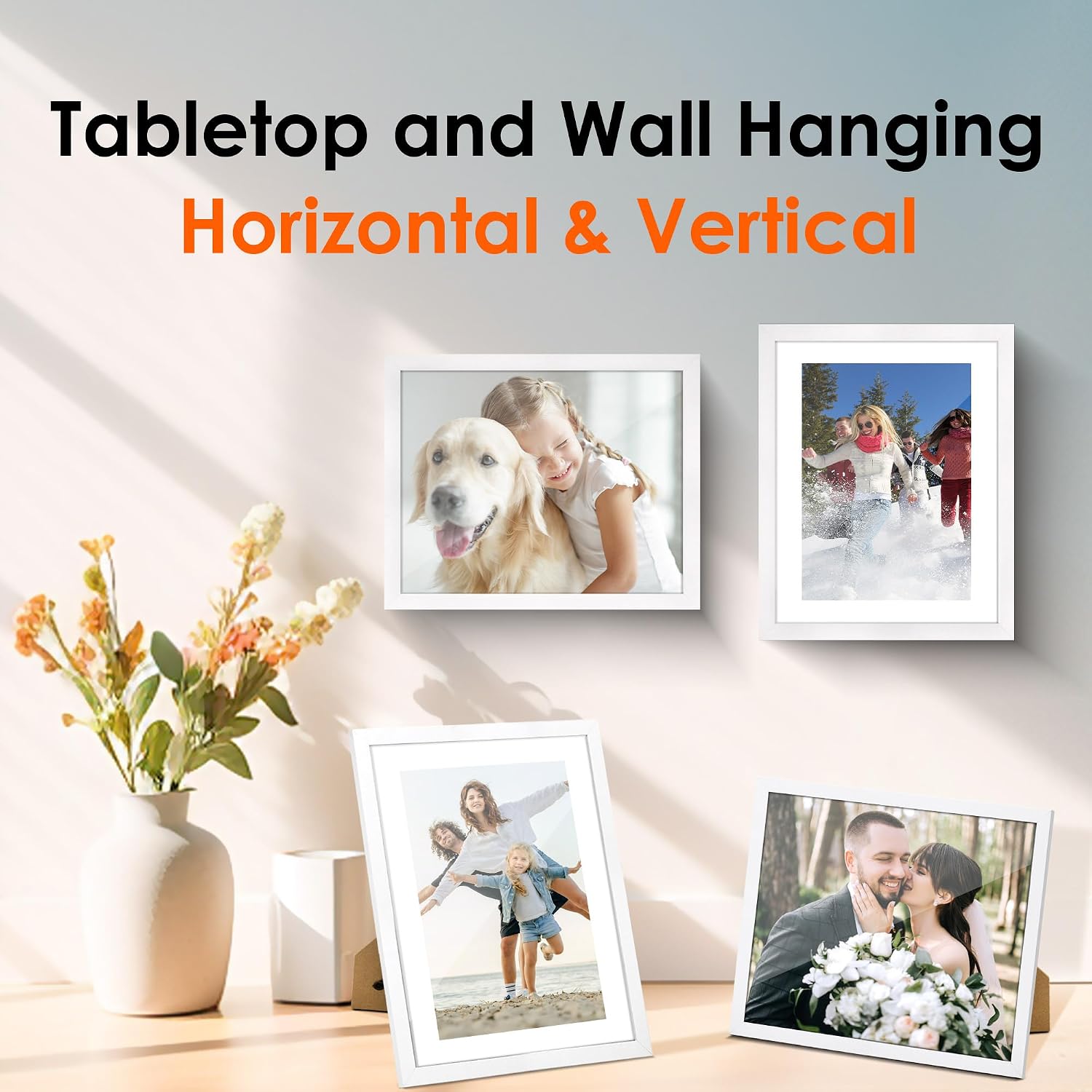 Thumbnail 5 de FIXSMITH 8x10 Picture Frame Set of 2 (HD Plexiglass) – White photo frames for tabletop or wall