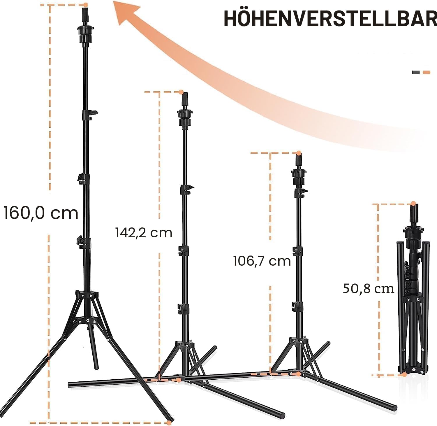 Detalle de CASDUCT Mannequin-Kopfständer 160 cm – verstellbarer, robuster Perückenständer aus Metall