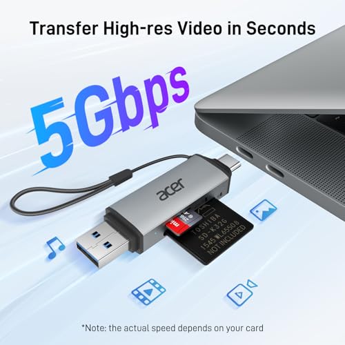 Thumbnail 1 de Acer USB-C Dual Slot SD Card Reader: USB-C/USB-A, Simultaneous SD & MicroSD Reading