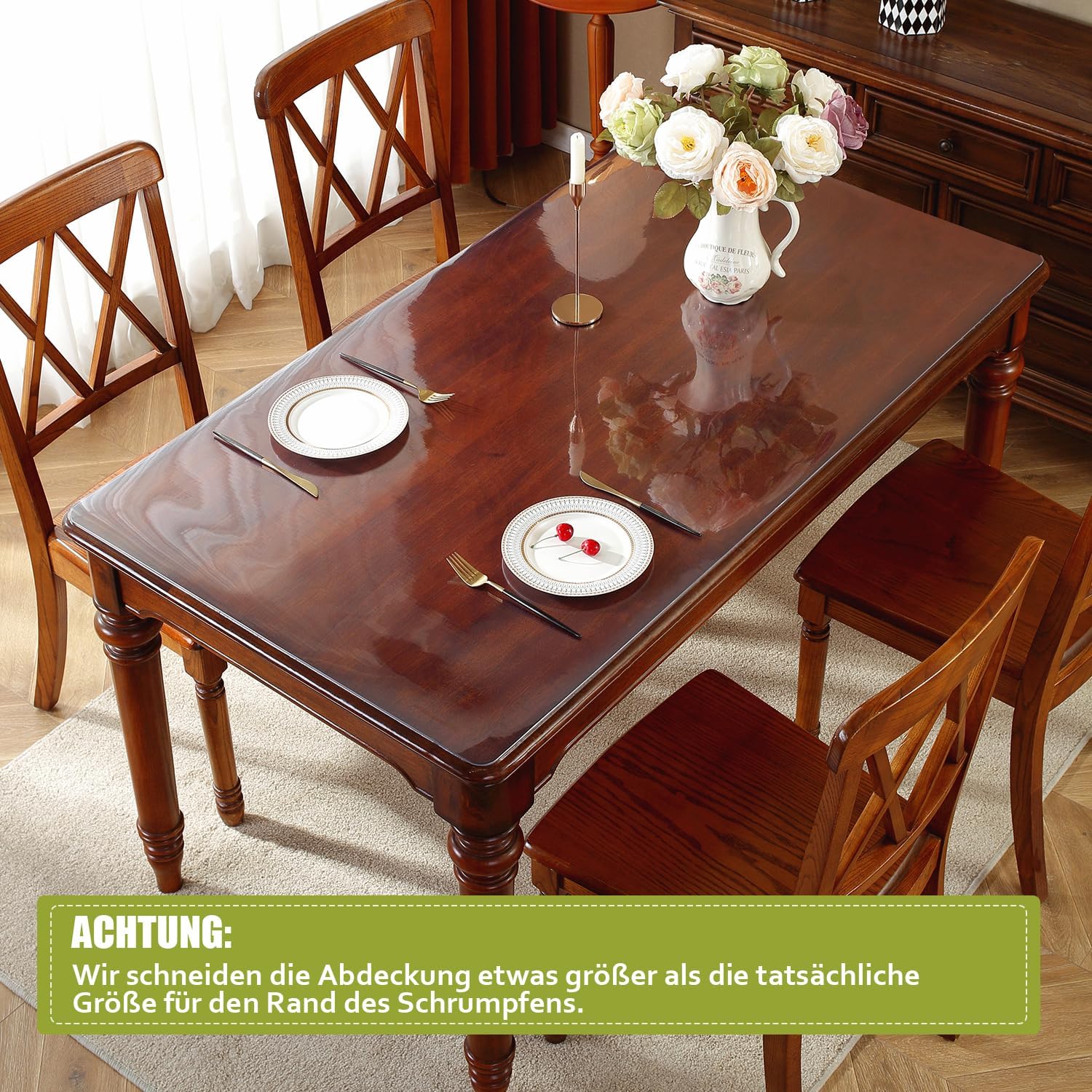 Detalle de OstepDecor Transparent Table Protector, 36 x 72 inches, 2mm PVC