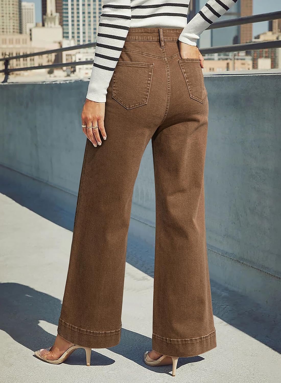 Thumbnail 6 de DOKOTOO Women's Casual High Waisted Jeans with Wide Leg Stretch Denim