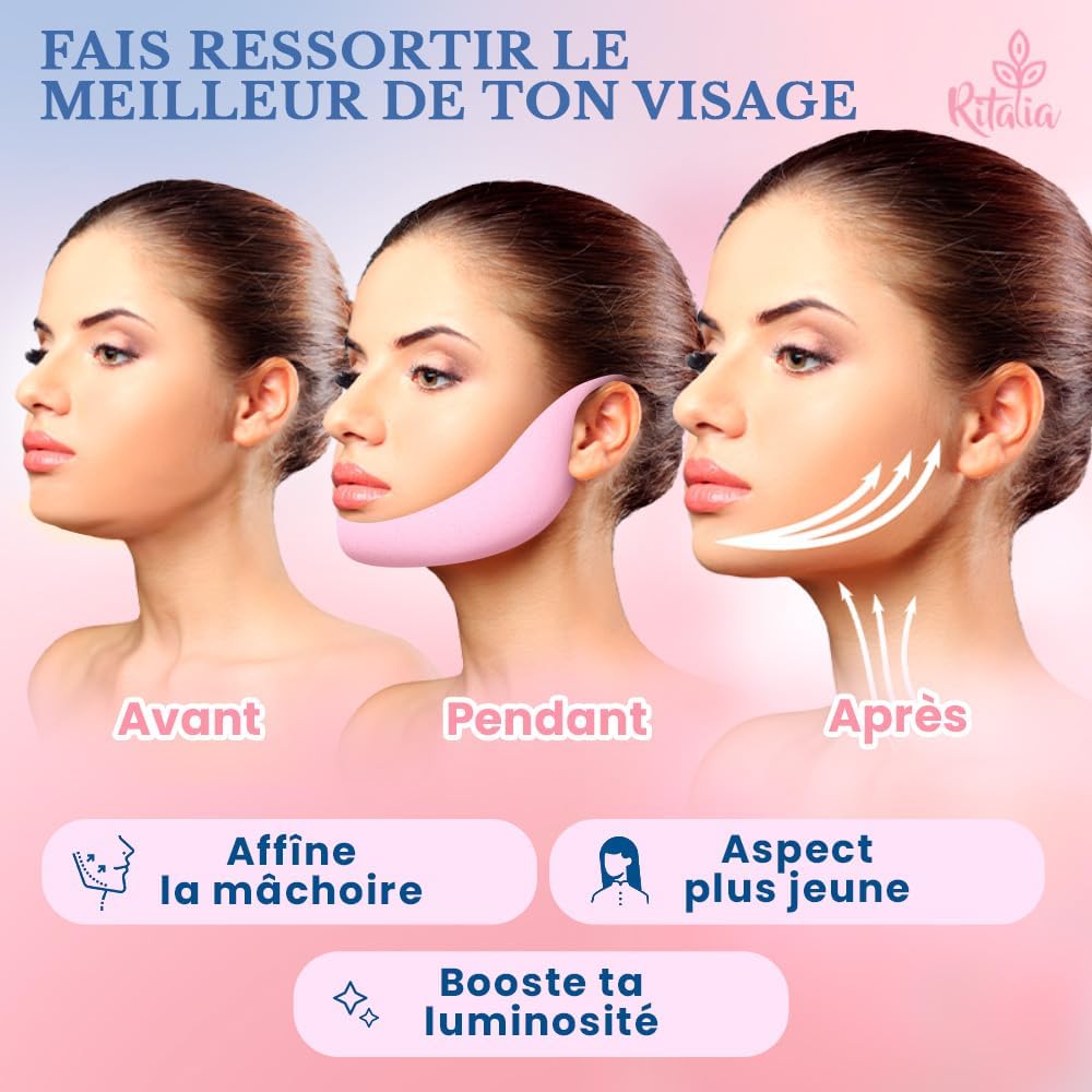 Thumbnail 1 de Ritalia® Masque Visage Femme anti double menton (effet lifting) à base de collagène et acide hyaluronique