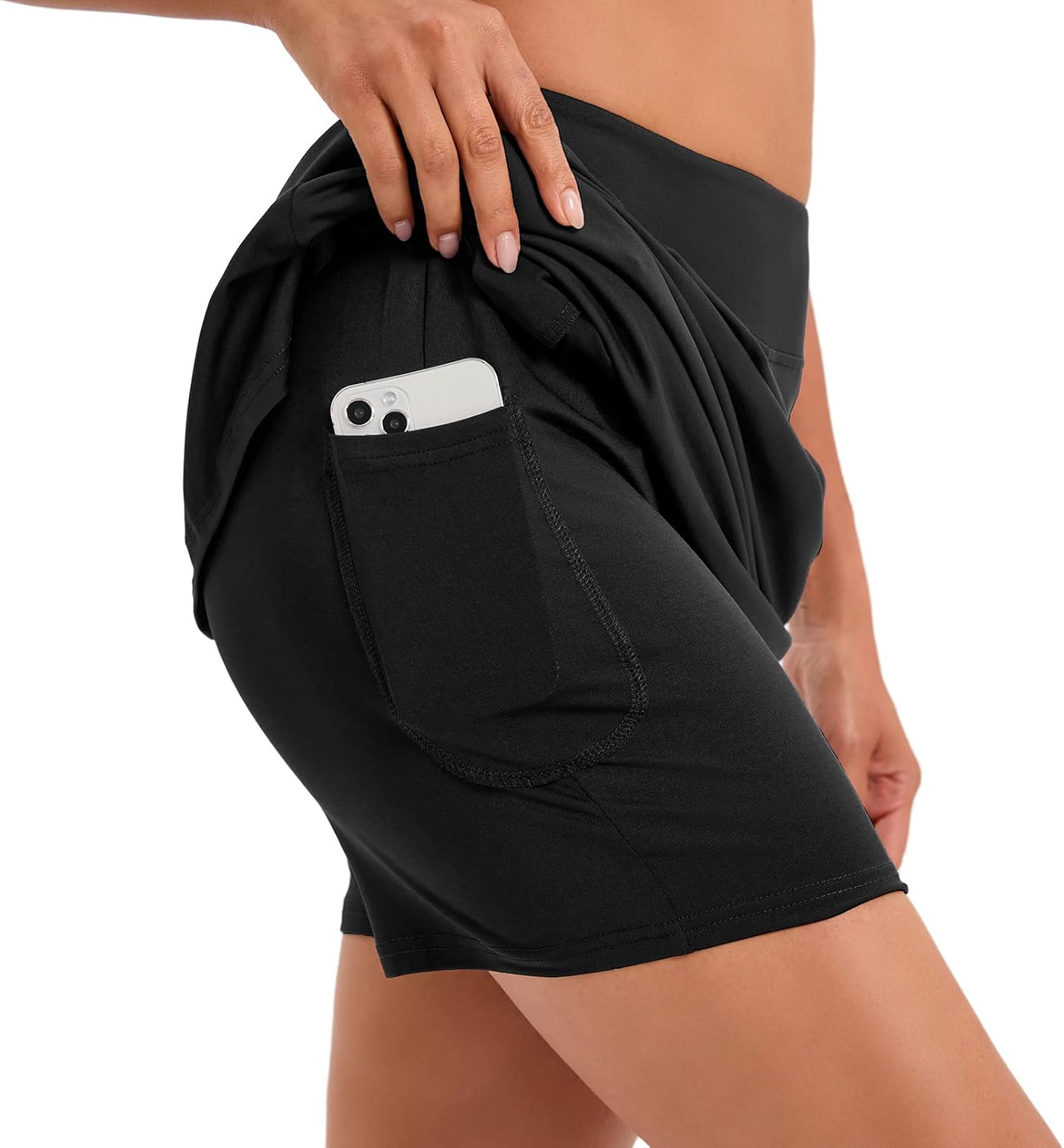 Thumbnail 2 de Timuspo Damen Activewear Knielanger Hosenrock mit Innenshorts – Athletischer Skort mit Hoher Taille