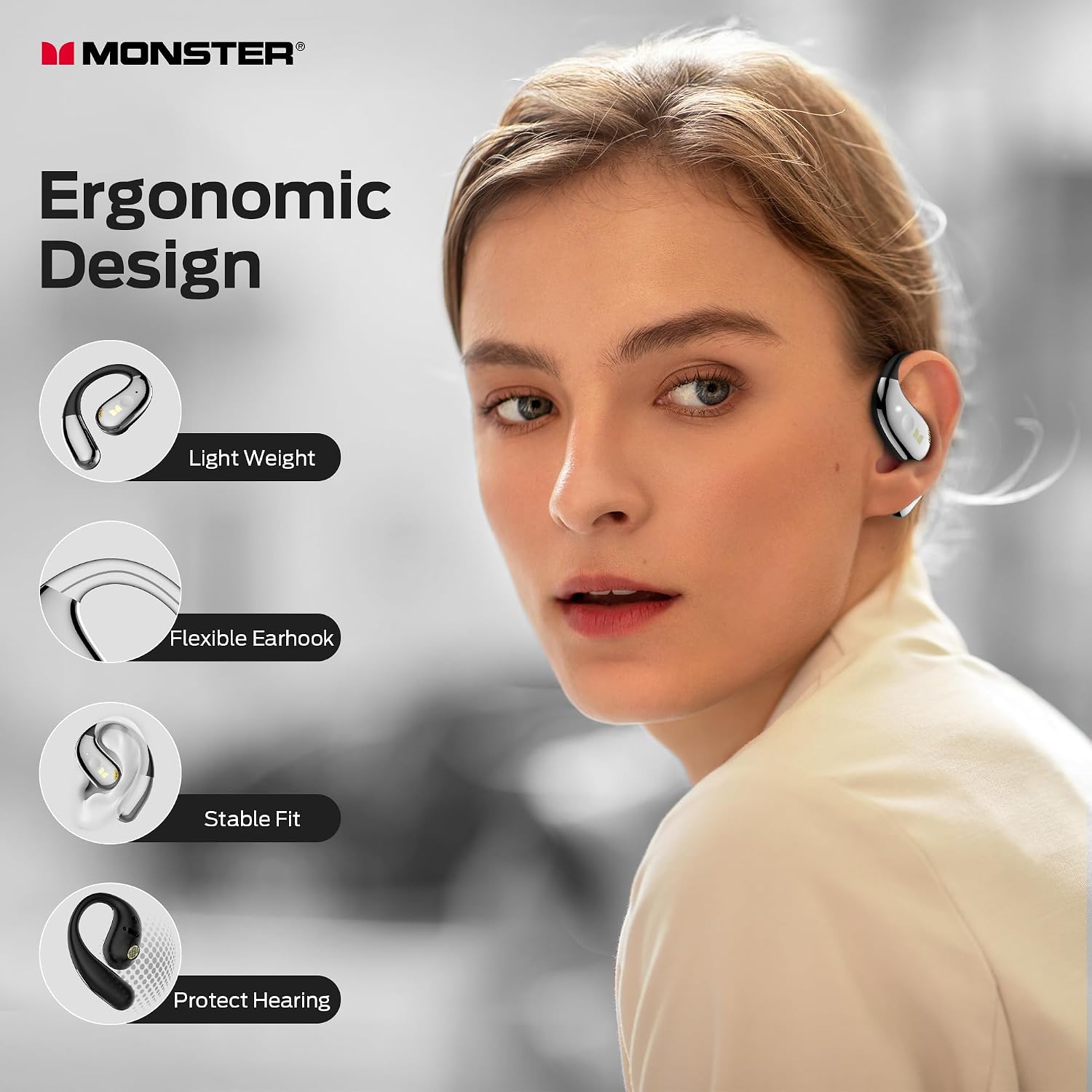 Thumbnail 6 de Monster Open Ear AC360 Bluetooth 6.0 Wireless Earphone (Open-Ear) with Lanyard, Touch Control, IPX5