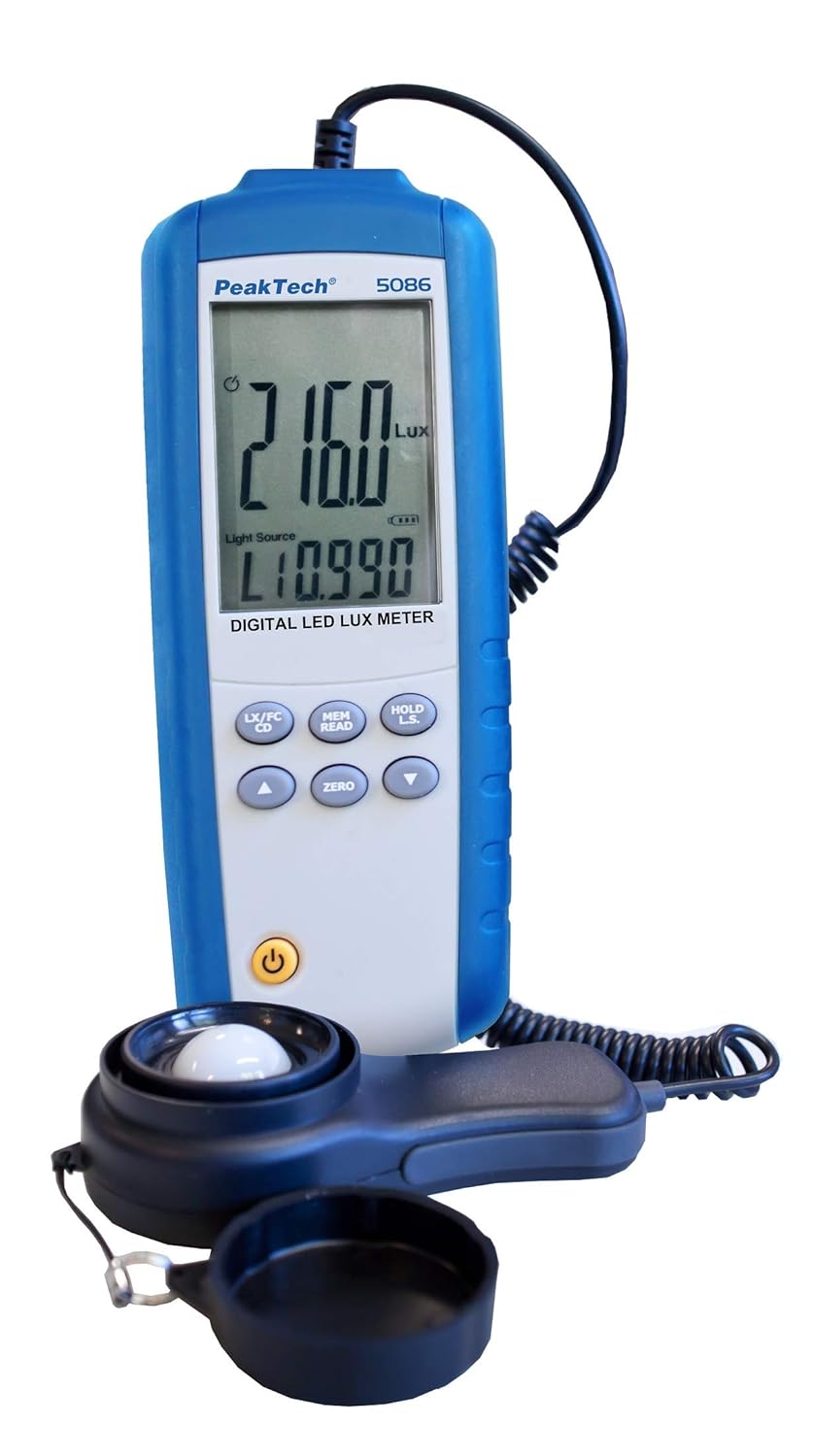 Detalle 2 de Peaktech P 5086 Digitales LED Lux-Messgerät – präzise Beleuchtungsmessung mit externem Sensor