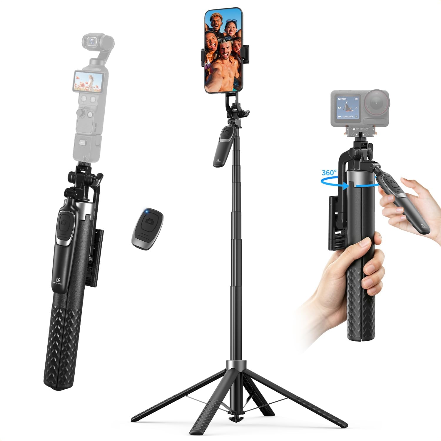 Detalle de K&F CONCEPT 180cm Phone Tripod with 4-Leg Base and Wireless Remote (A702)