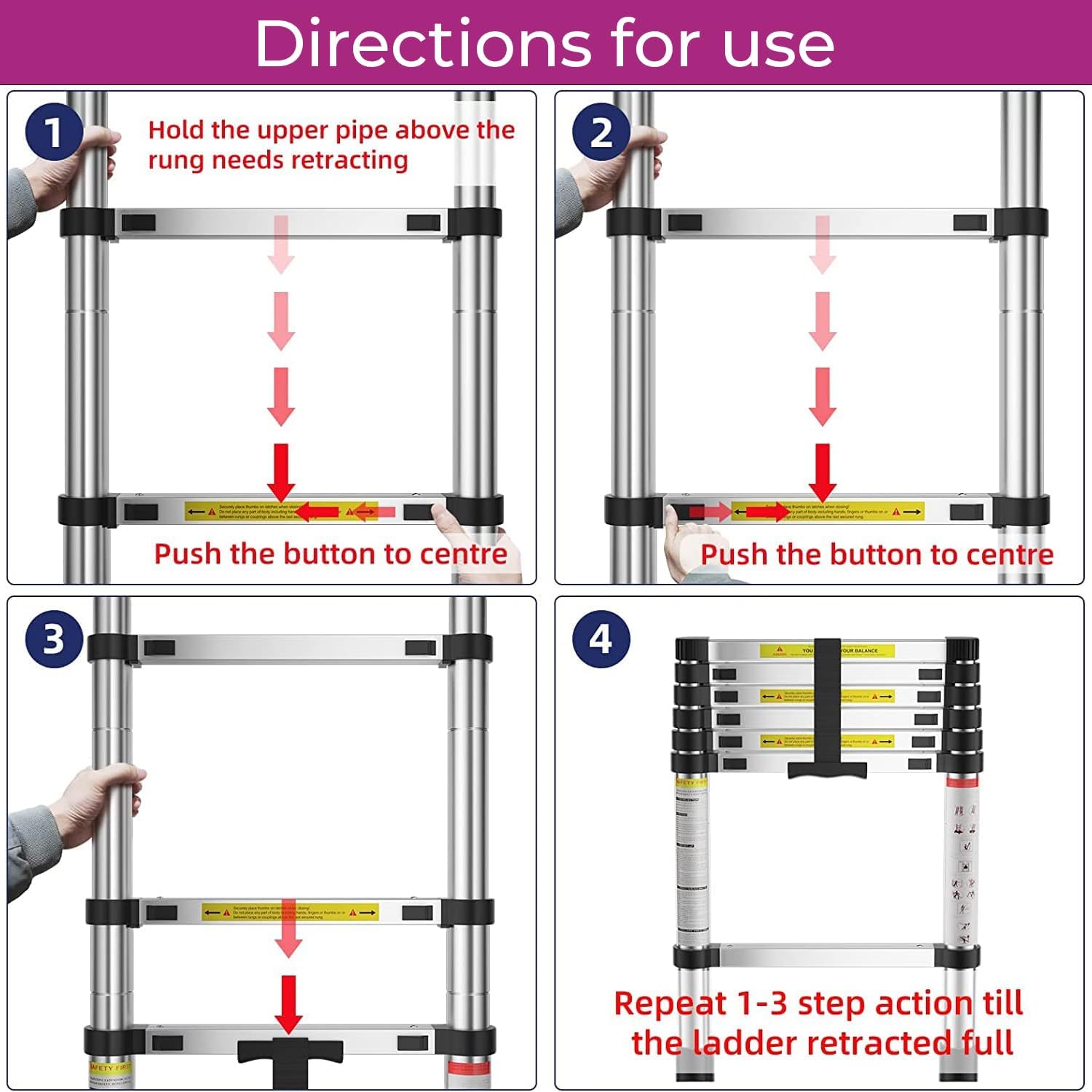 Thumbnail 6 de Neo Extendable Portable Foldable Telescopic Ladder (4.6M) – EN131 certified