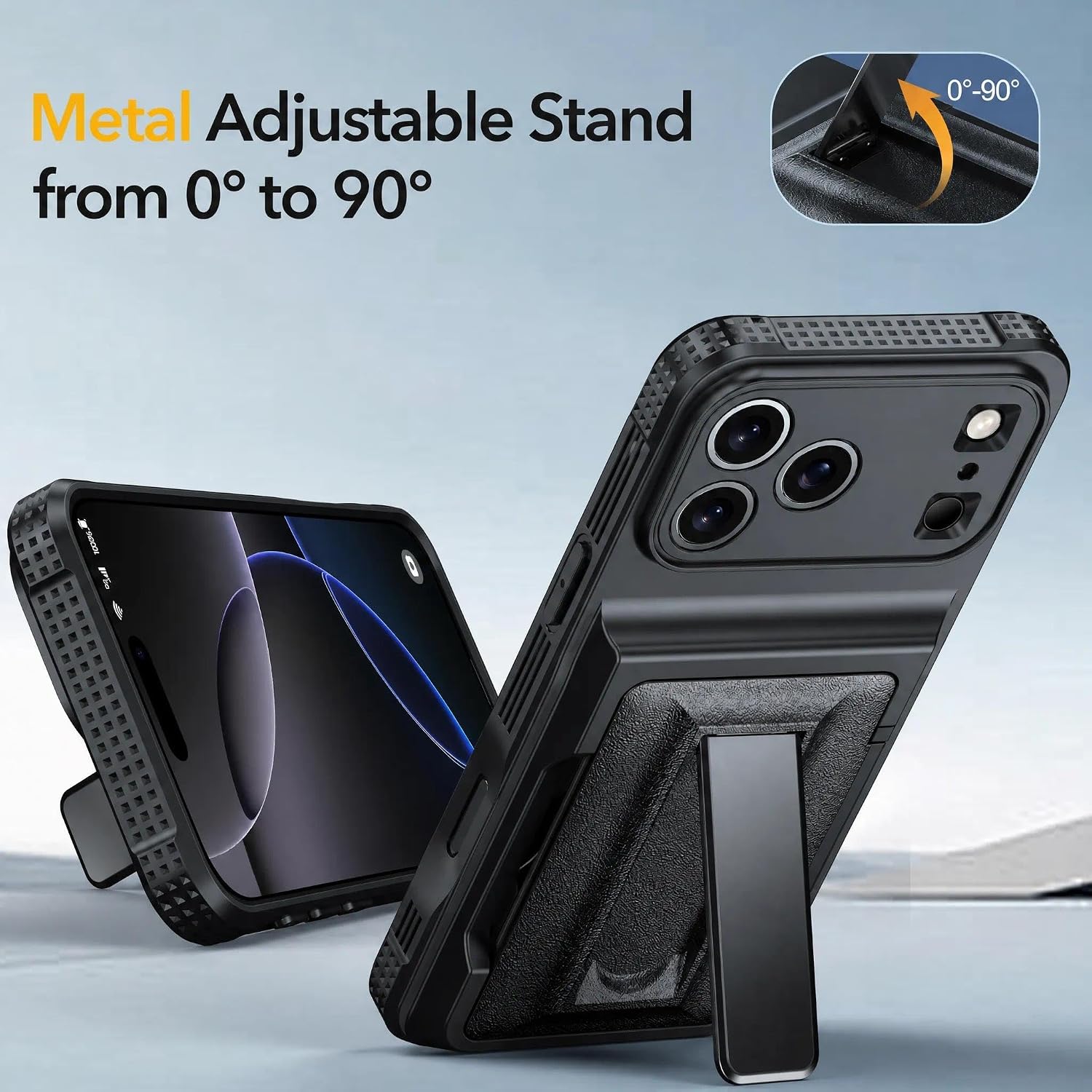 Detalle de Oterkin iPhone 18 Pro Max Wallet Case with 4–5 Card Holder and Metal Stand