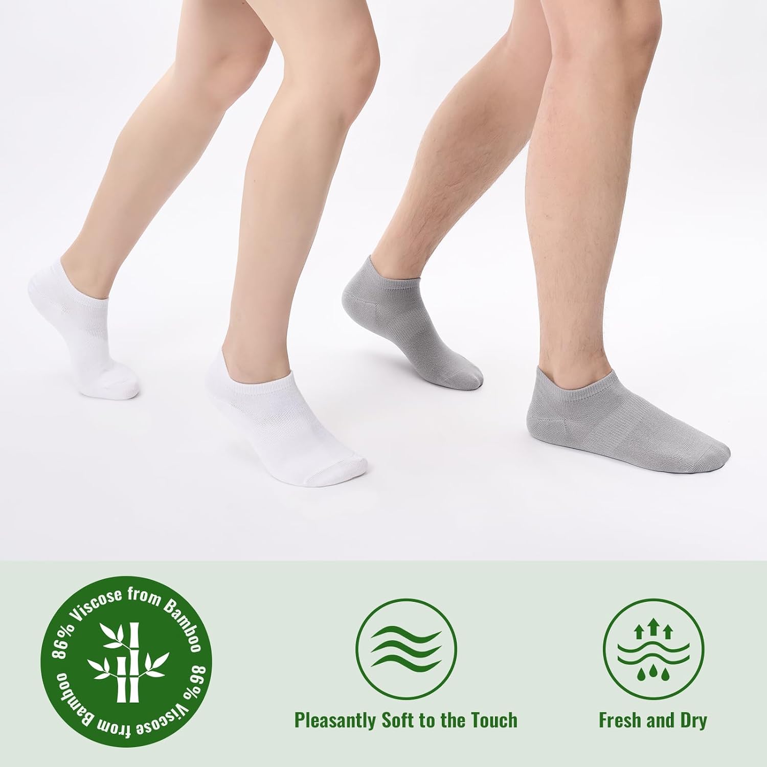 Detalle 2 de Niorasen Men’s No-Show Socks, 6 Pairs, Bamboo Rayon with Silicone Heel Grips