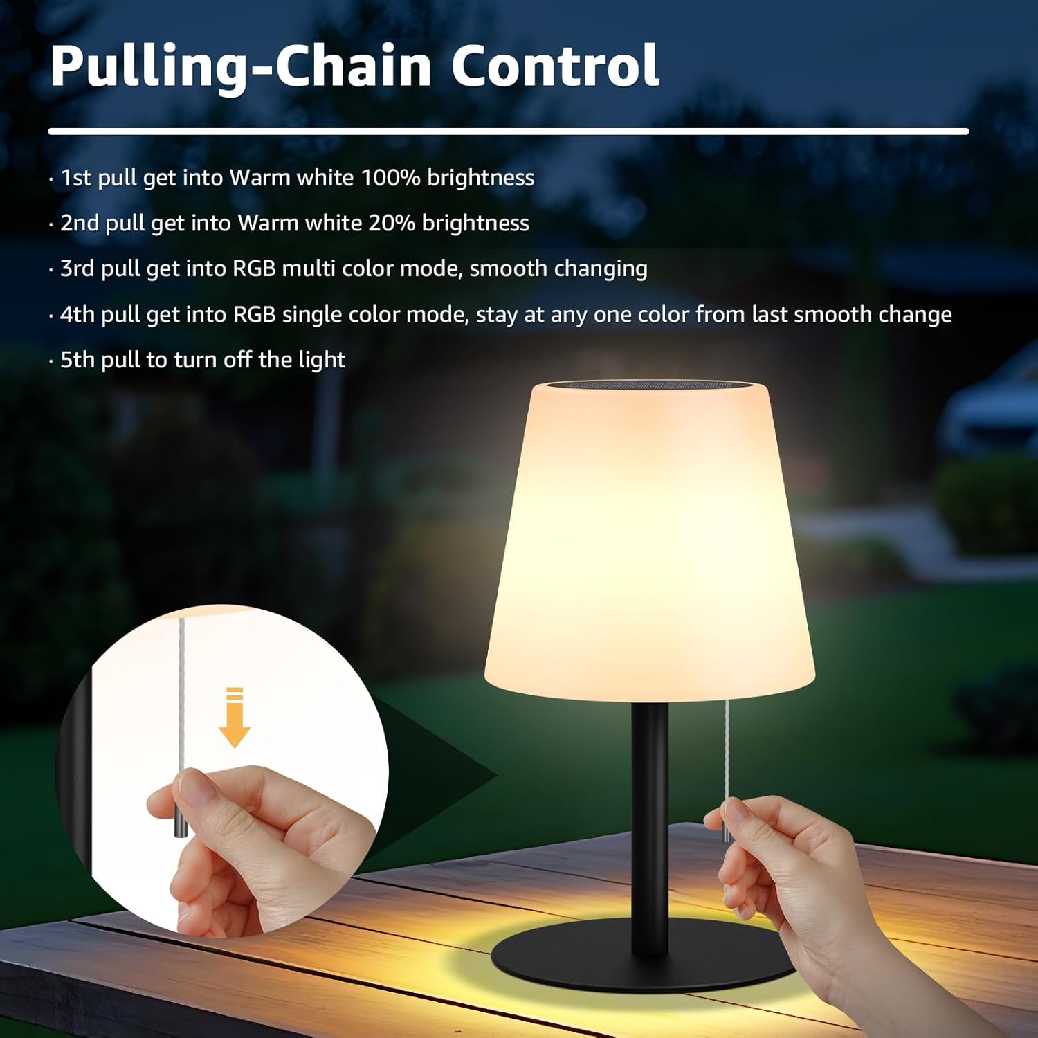 Thumbnail 3 de uuffoo Solar Tischlampe Outdoor – 2-in-1 Aufladung, IP44, RGB & Warmweiß, Schwarz