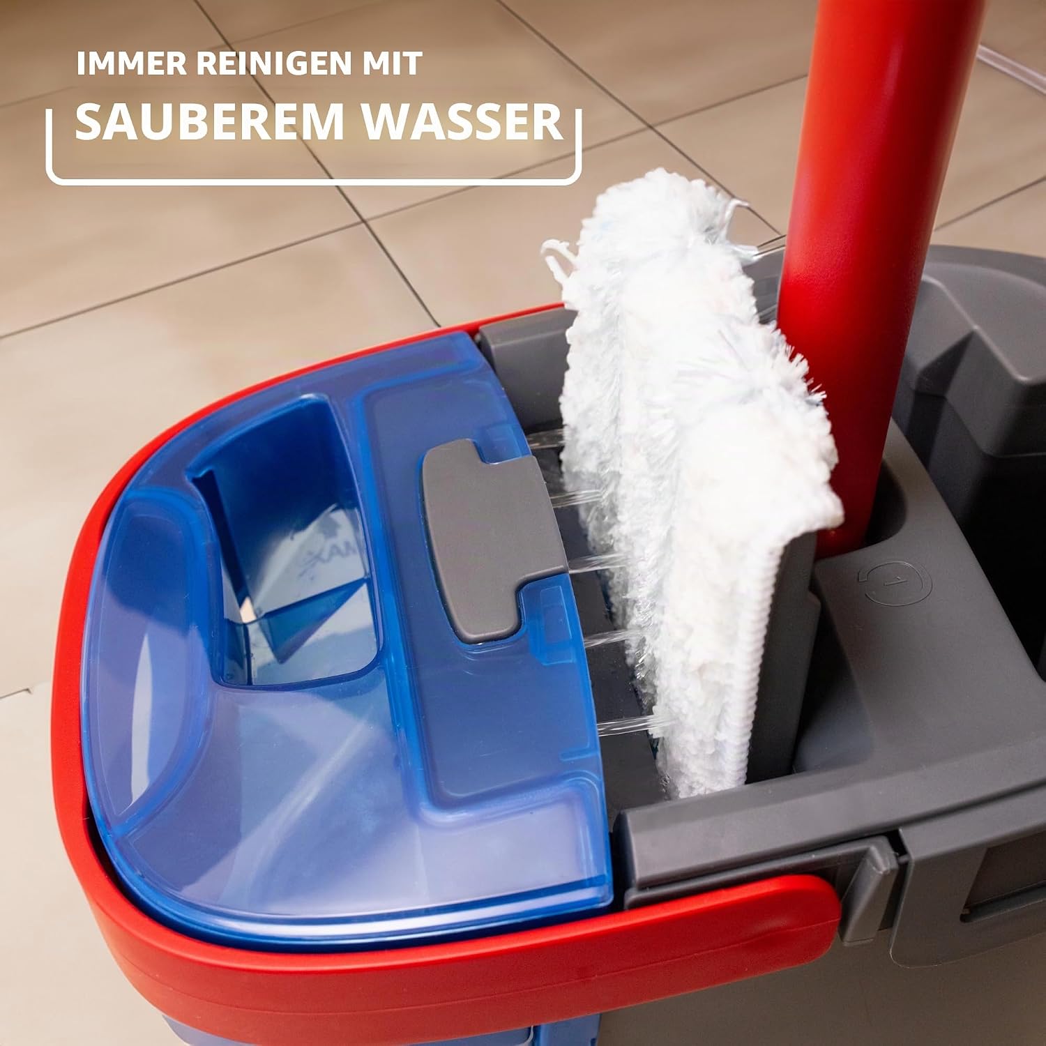 Detalle de Vileda H2PrO Bodenwischer – 100% Trennung von Frisch- und Schmutzwasser, sparsam und kompakt