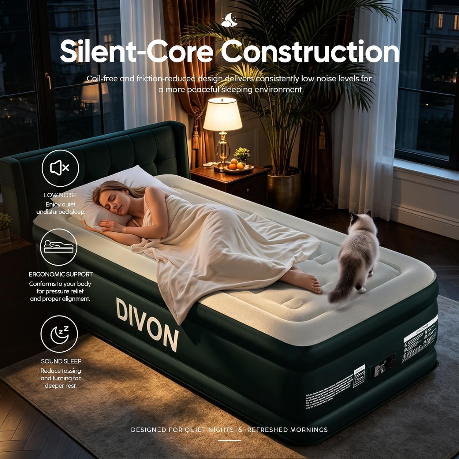 Thumbnail 6 de DIVON DNYK2239 Twin Air Mattress with Built-In Pump, 18-Inch Raised Design