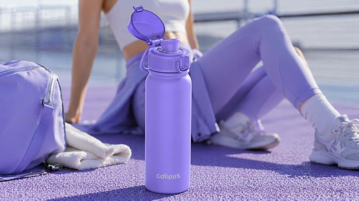 Thumbnail 6 de GOPPUS 600ml Insulated Water Bottle with Spout Lid (No Straw) – Leakproof Stainless Steel, Purple